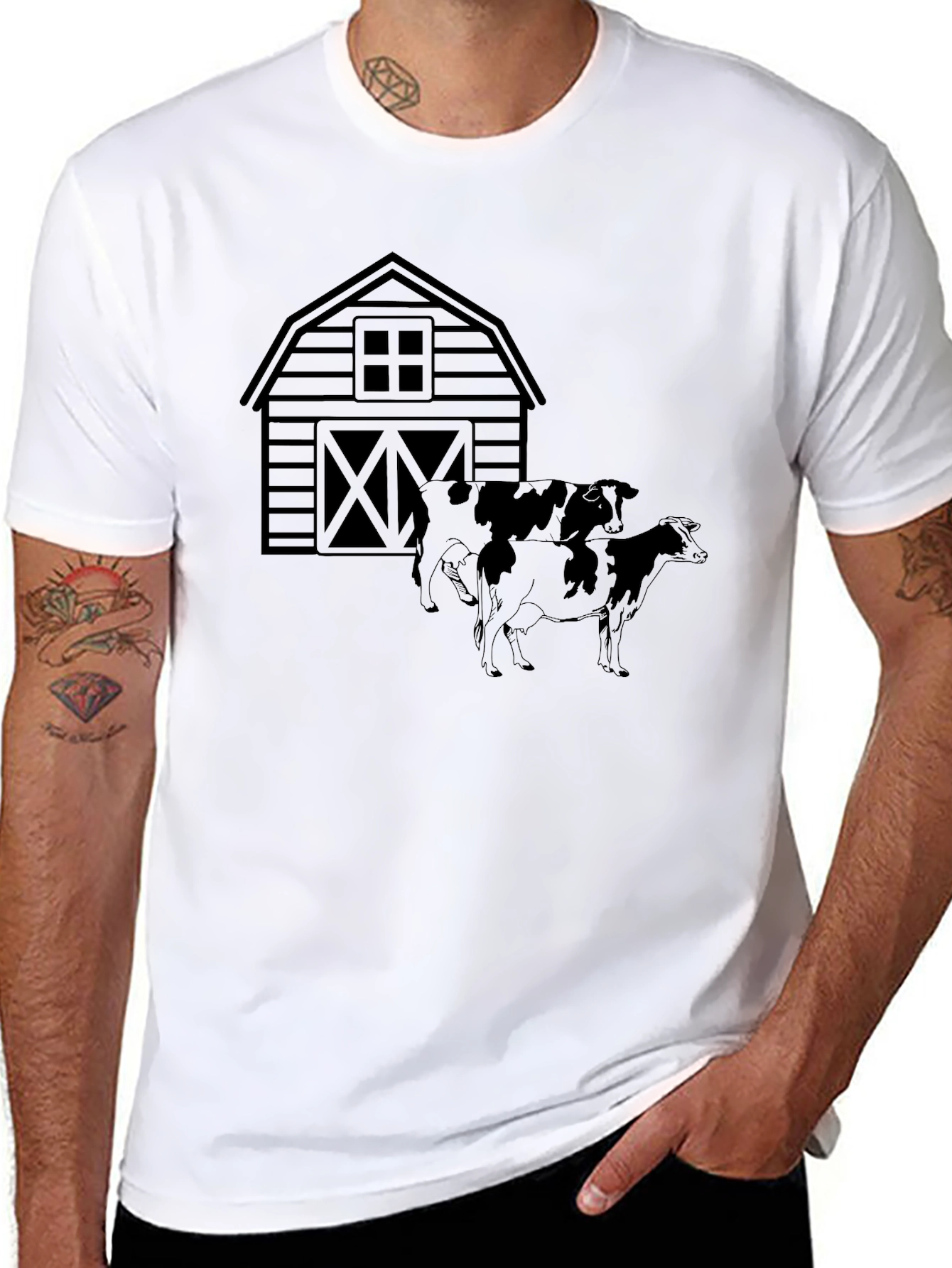 Barn & Cows Graphic Tee - Black