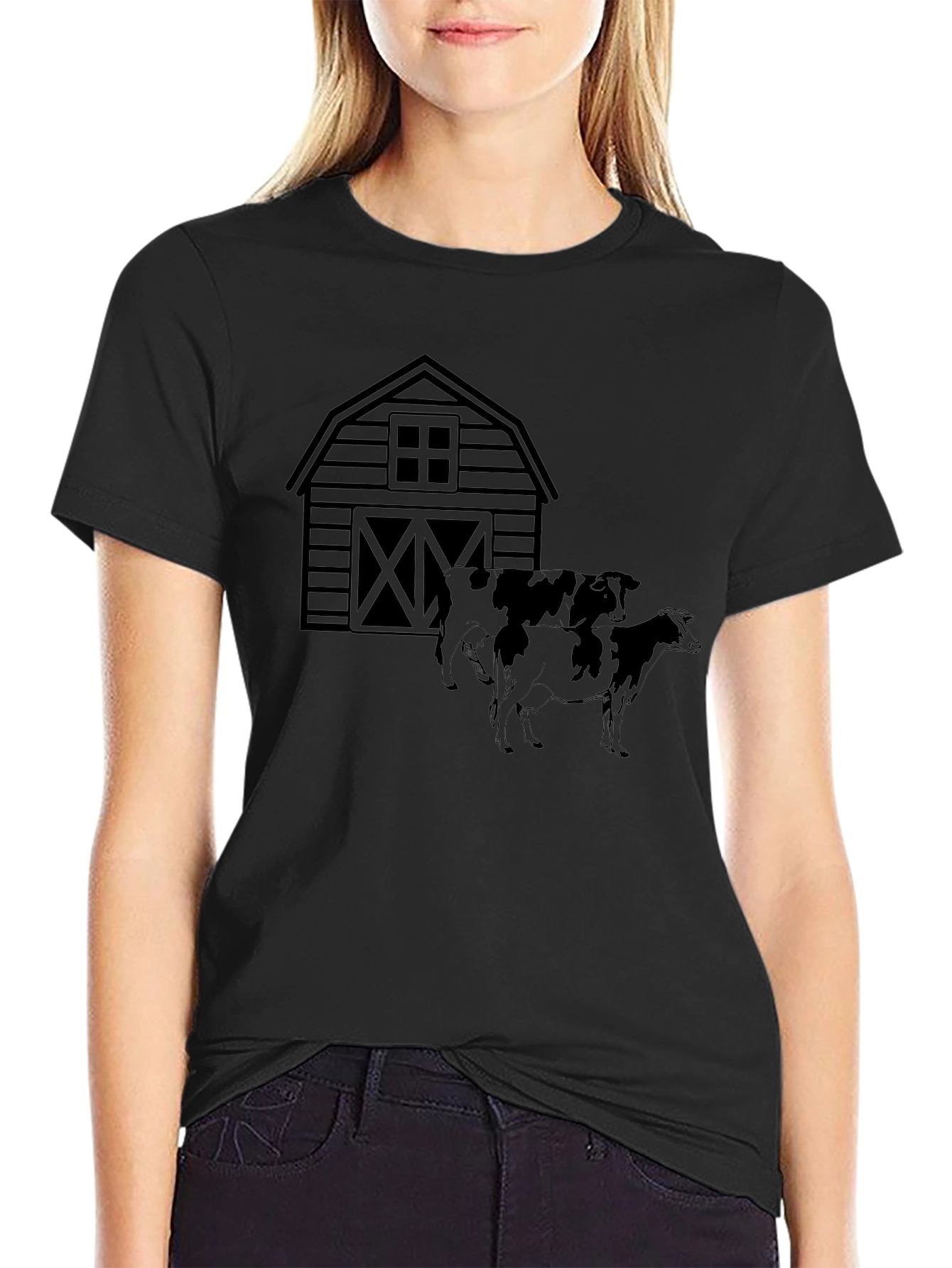 Barn & Cows Graphic Tee - Black