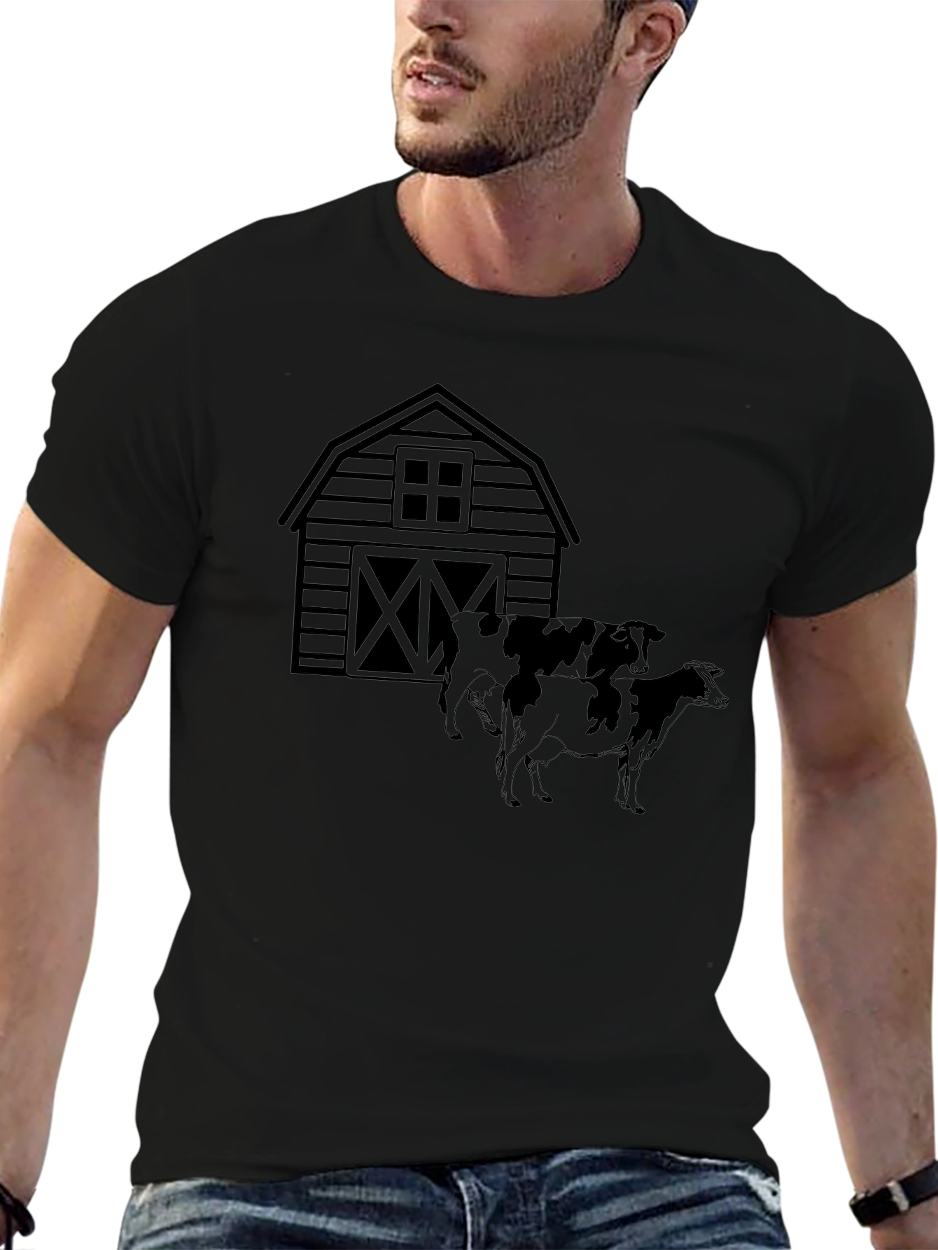 Barn & Cows Graphic Tee - Black