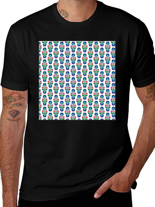 Floral Pattern Black T-Shirt