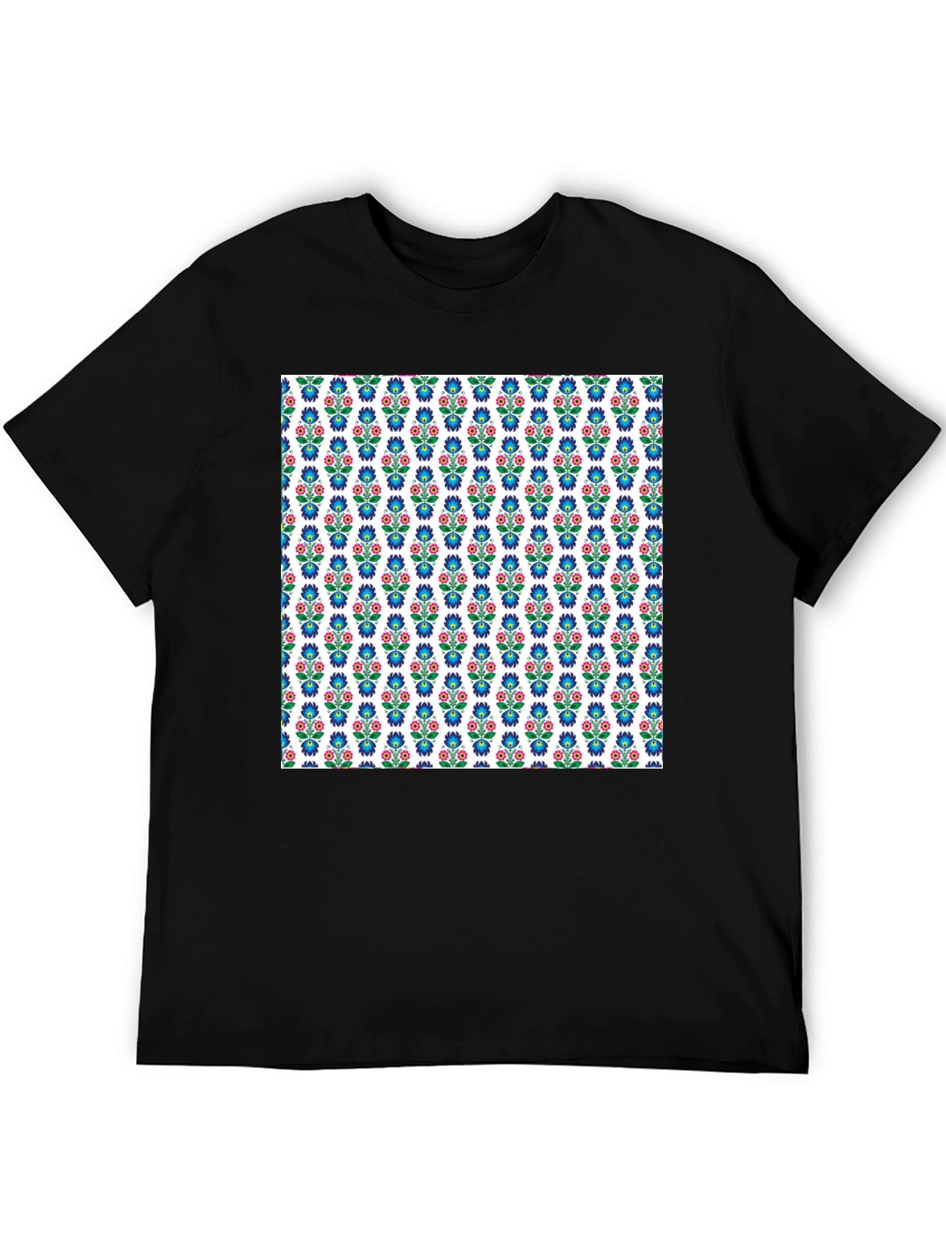 Floral Pattern Black T-Shirt