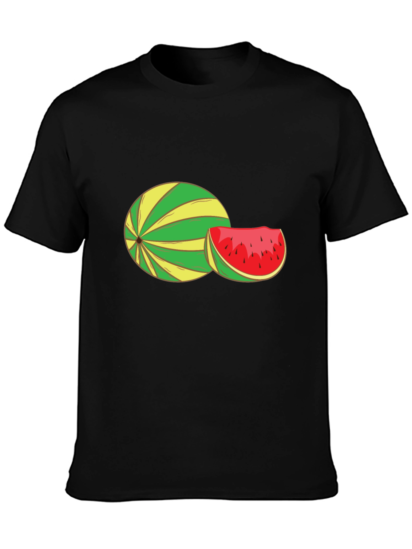 Watermelon Graphic Tee - Black Cotton T-Shirt