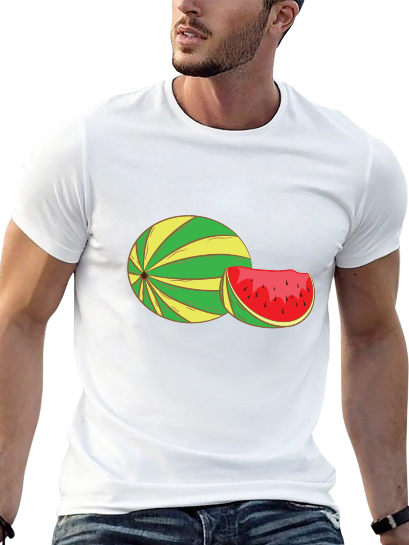Watermelon Graphic Tee - Black Cotton T-Shirt