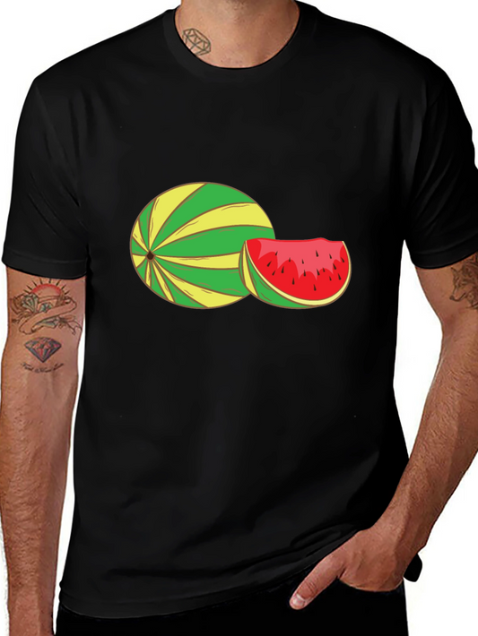 Watermelon Graphic Tee - Black Cotton T-Shirt