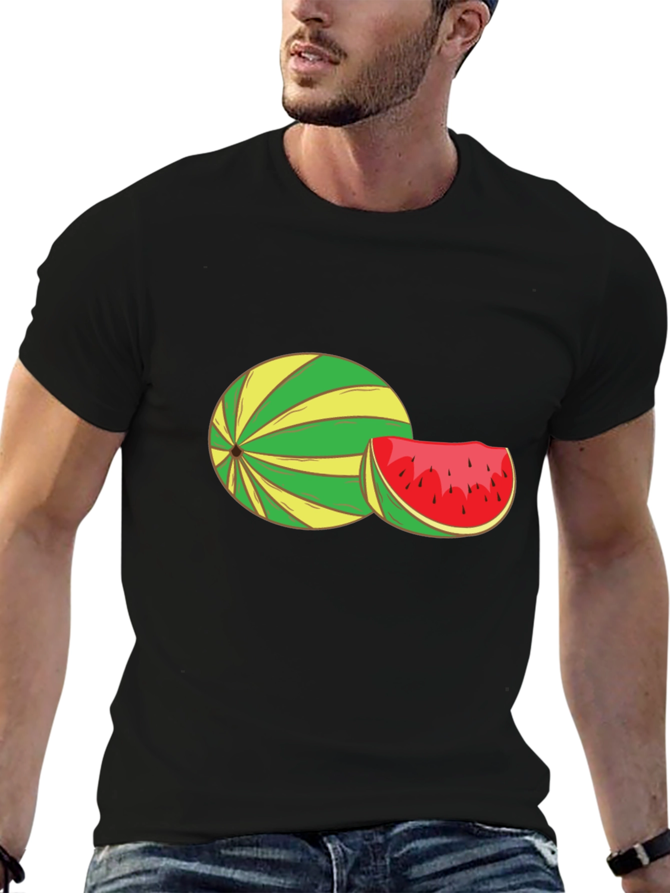 Watermelon Graphic Tee - Black Cotton T-Shirt