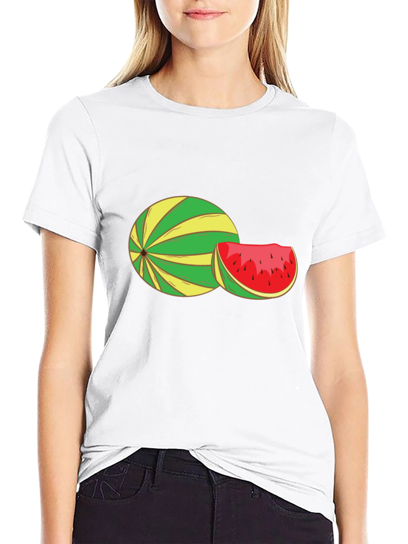 Watermelon Graphic Tee - Black Cotton T-Shirt