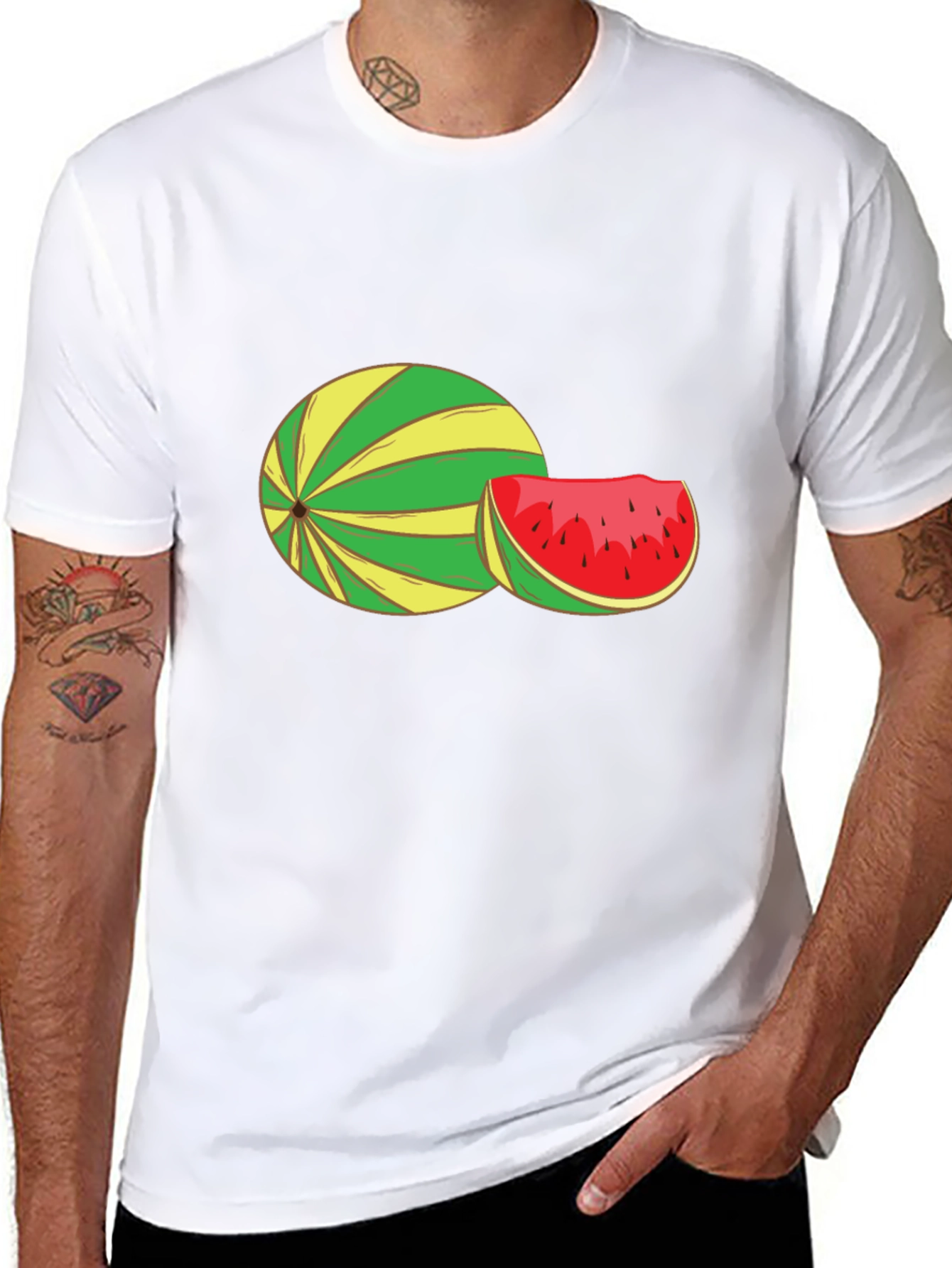 Watermelon Graphic Tee - Black Cotton T-Shirt