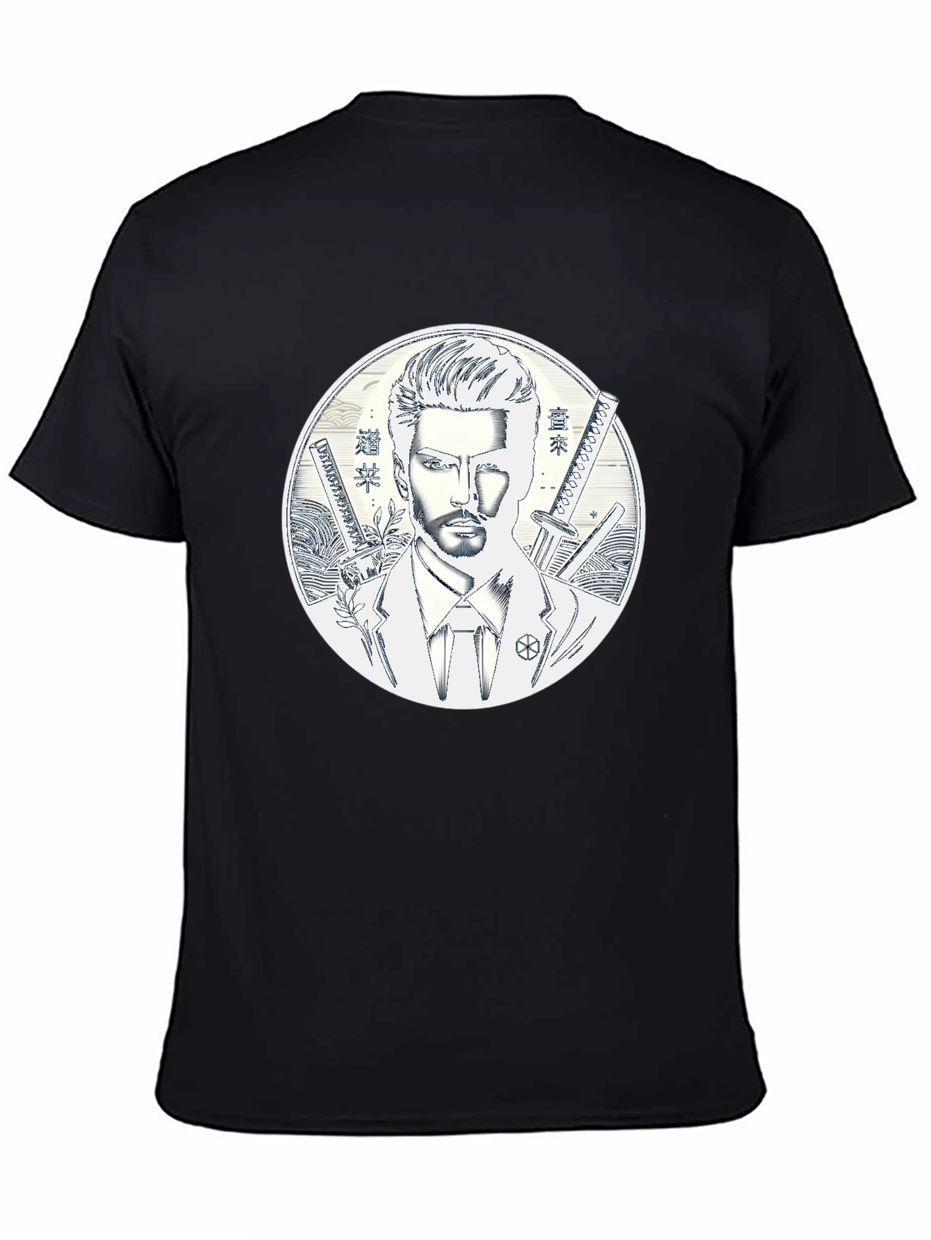 Samurai Style T-Shirt - Mens Black Graphic Tee