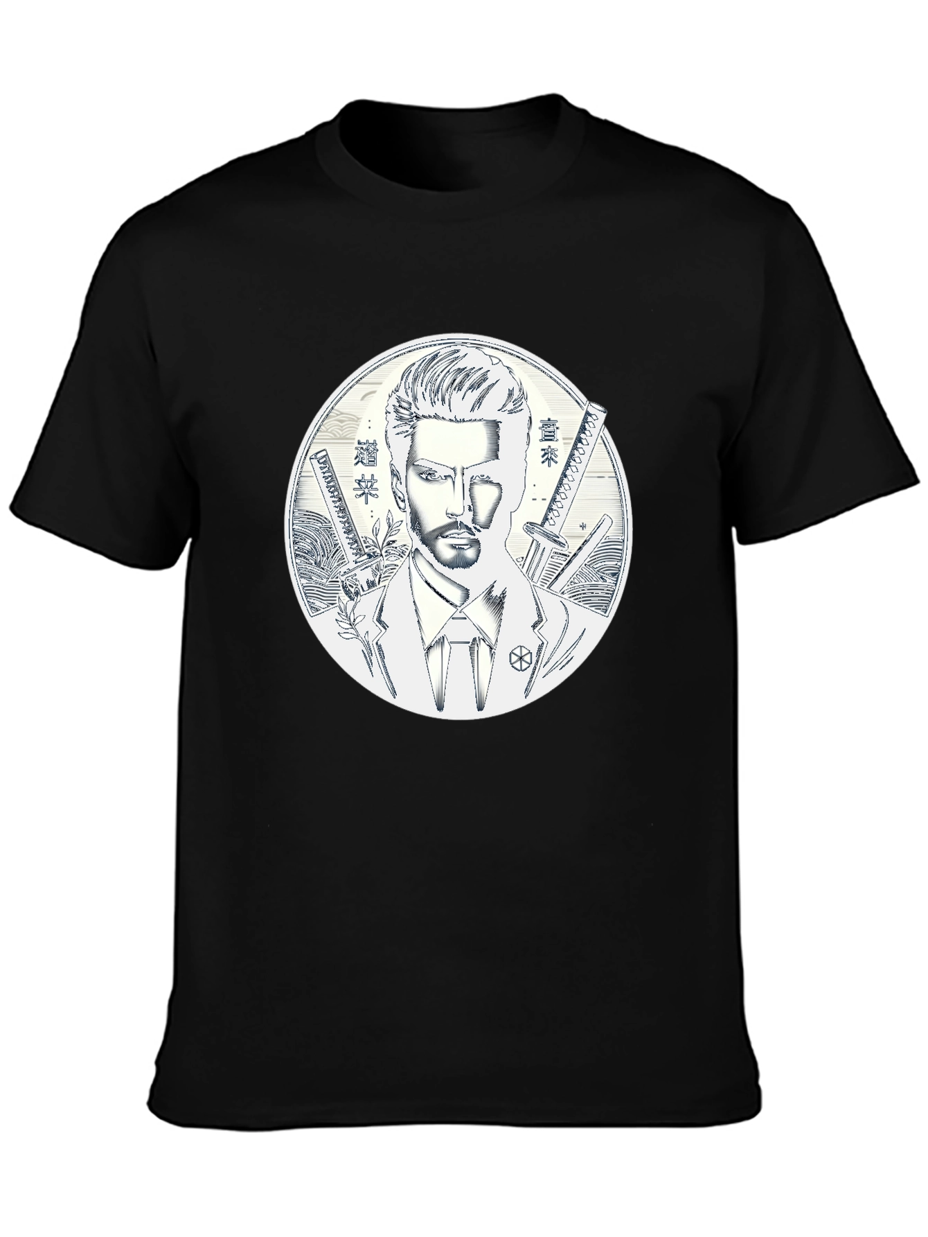 Samurai Style T-Shirt - Mens Black Graphic Tee