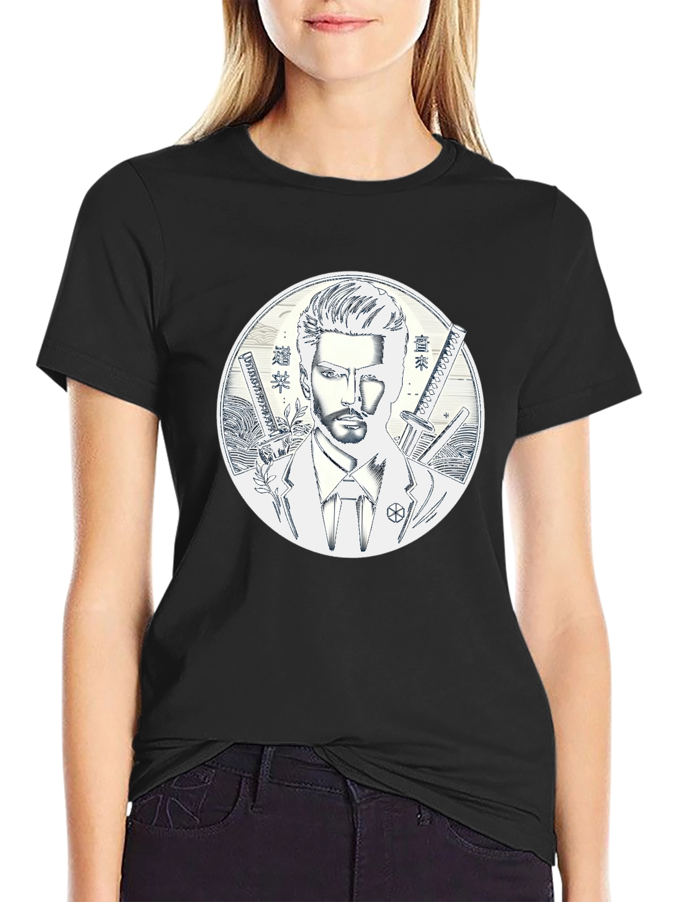 Samurai Style T-Shirt - Mens Black Graphic Tee