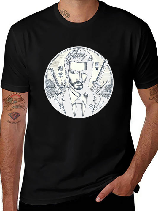 Samurai Style T-Shirt - Mens Black Graphic Tee