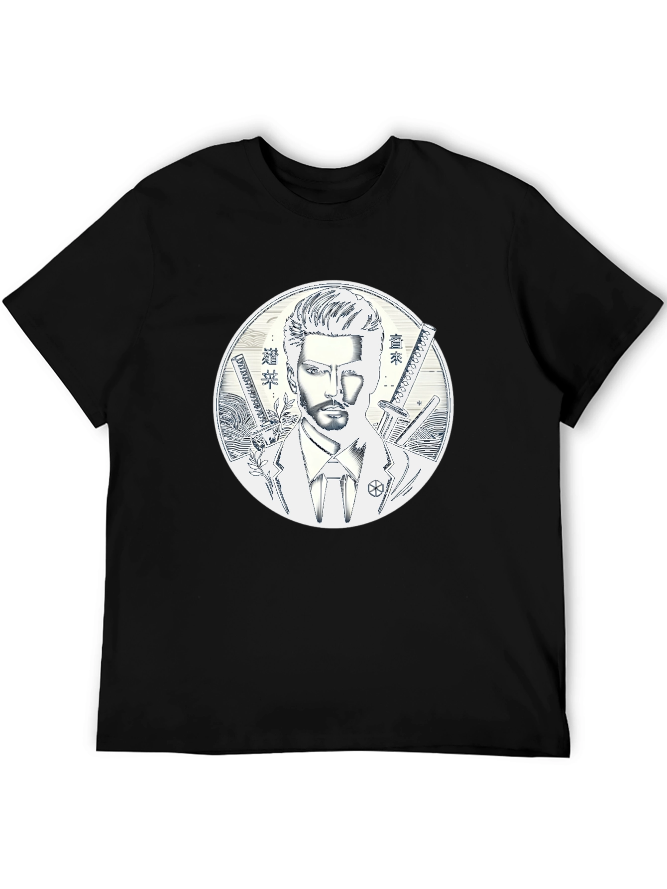 Samurai Style T-Shirt - Mens Black Graphic Tee