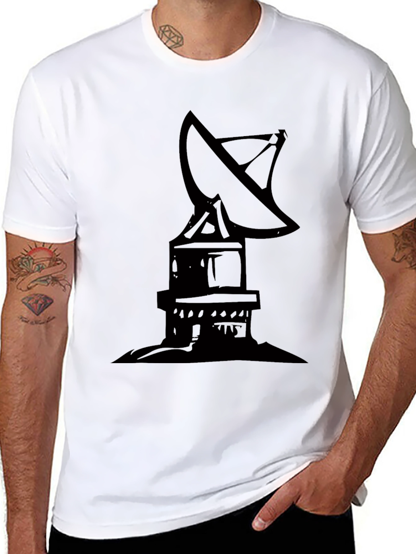Satellite Dish Graphic Tee - Black
