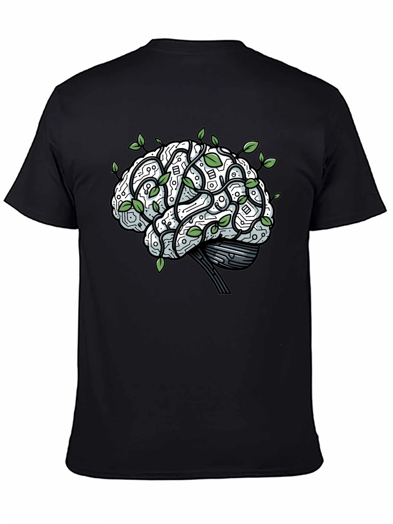 Brain Circuitry & Leaves Graphic T-Shirt