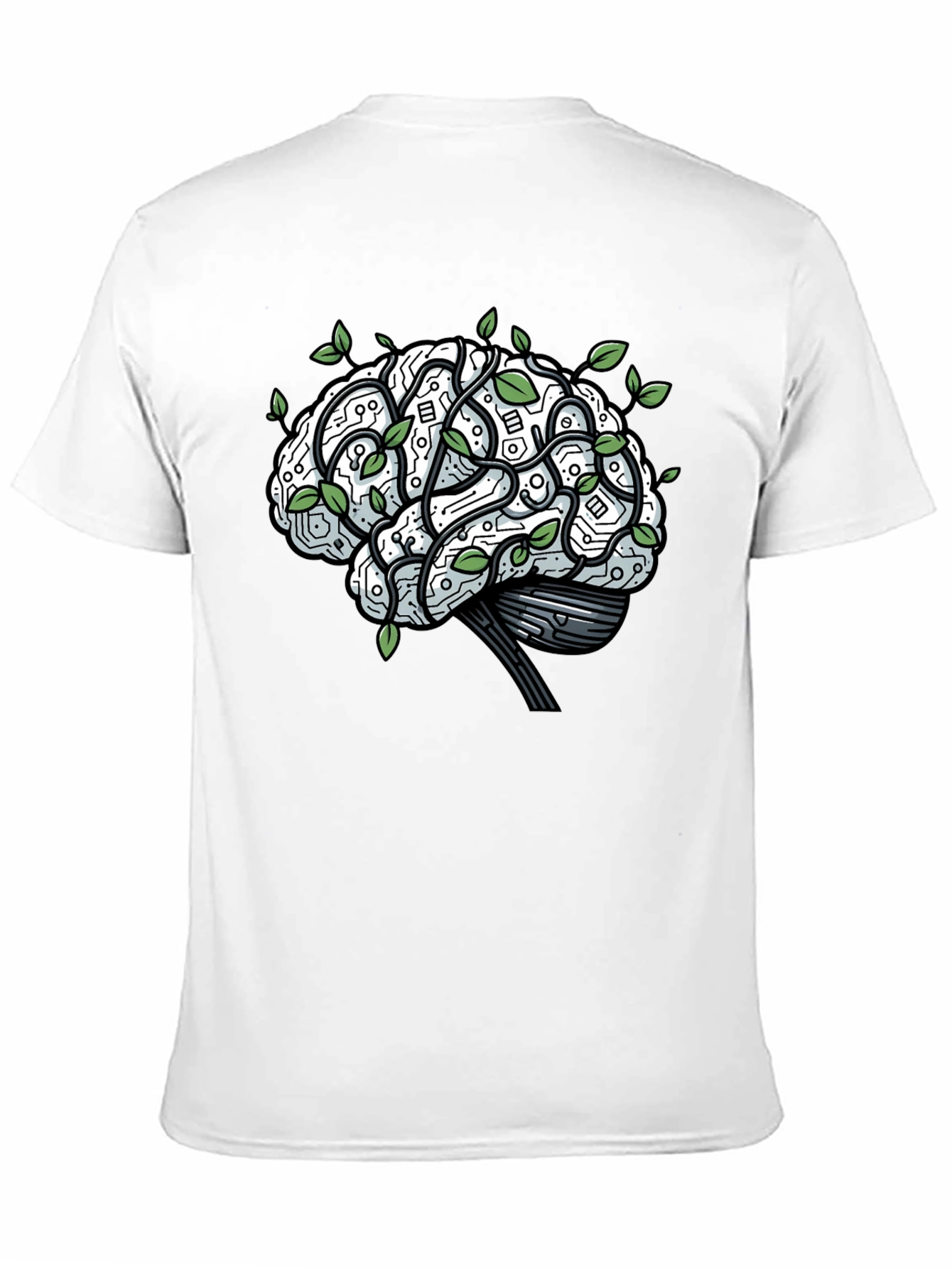 Brain Circuitry & Leaves Graphic T-Shirt