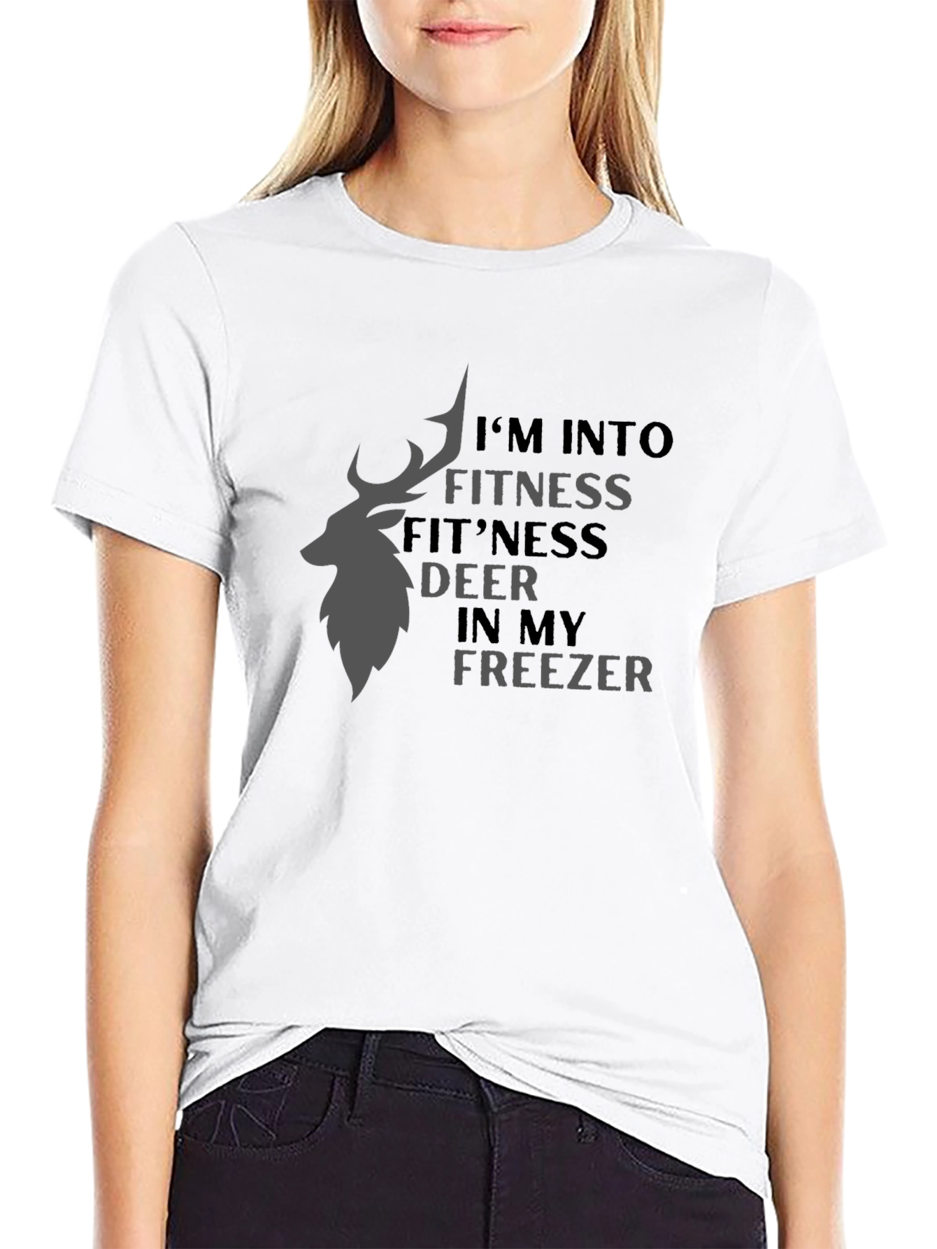 Fitness Deer Freezer Black Graphic Tee