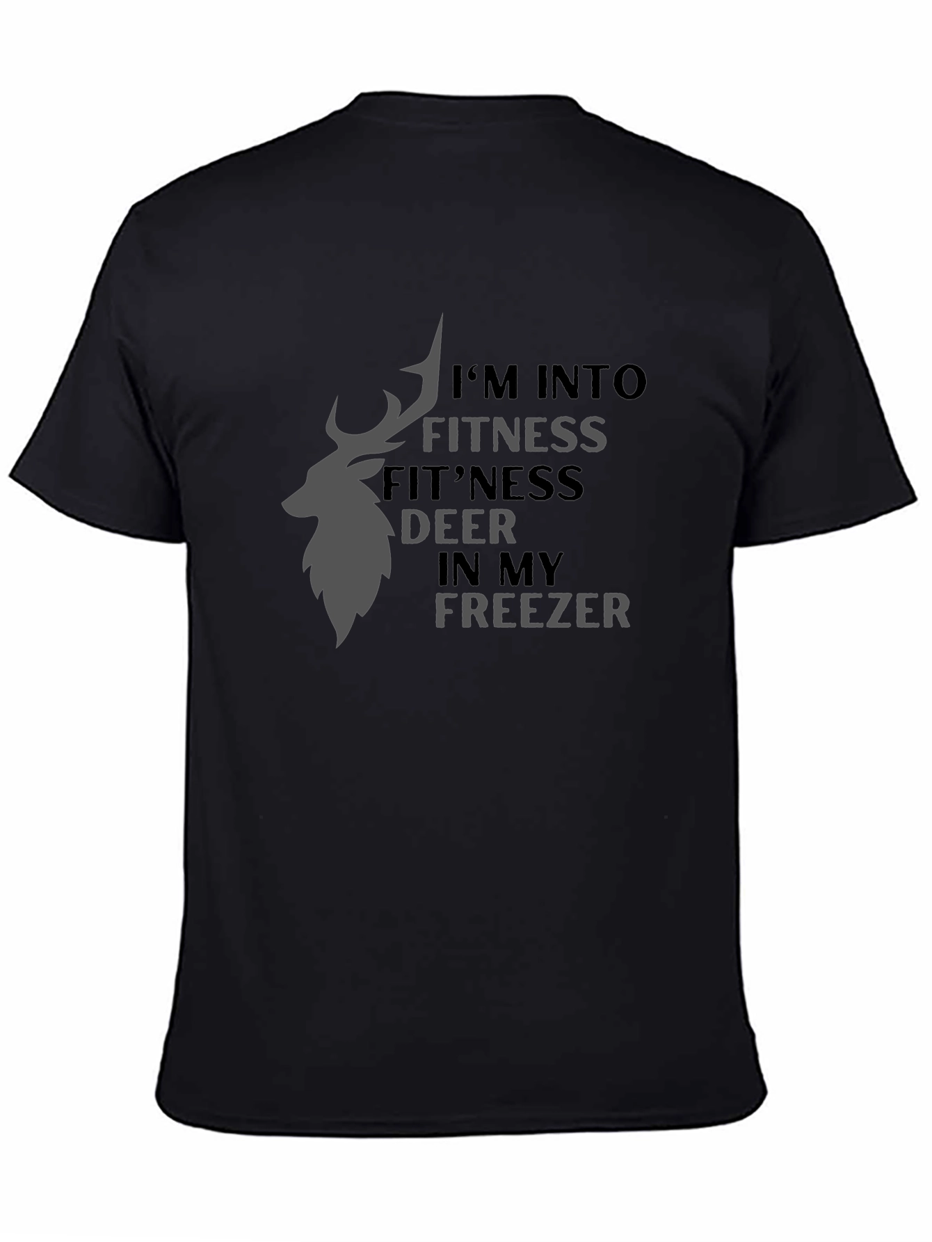 Fitness Deer Freezer Black Graphic Tee