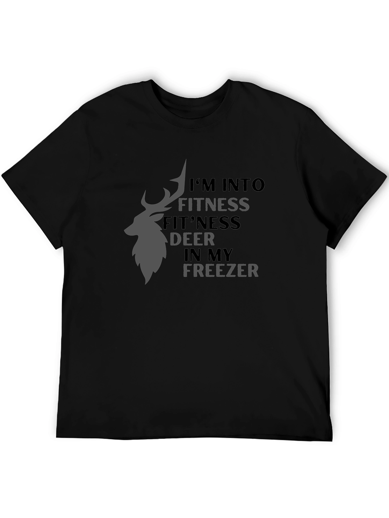 Fitness Deer Freezer Black Graphic Tee