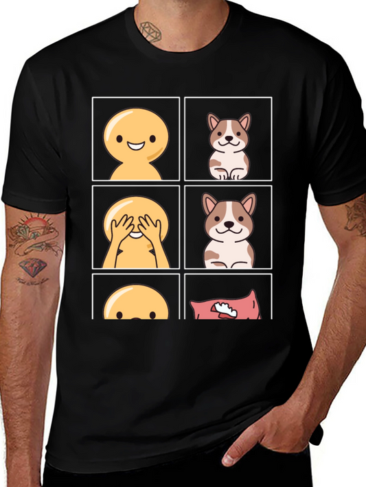 Peek-a-Boo Emoji & Dog T-Shirt - Fun & Casual Tee