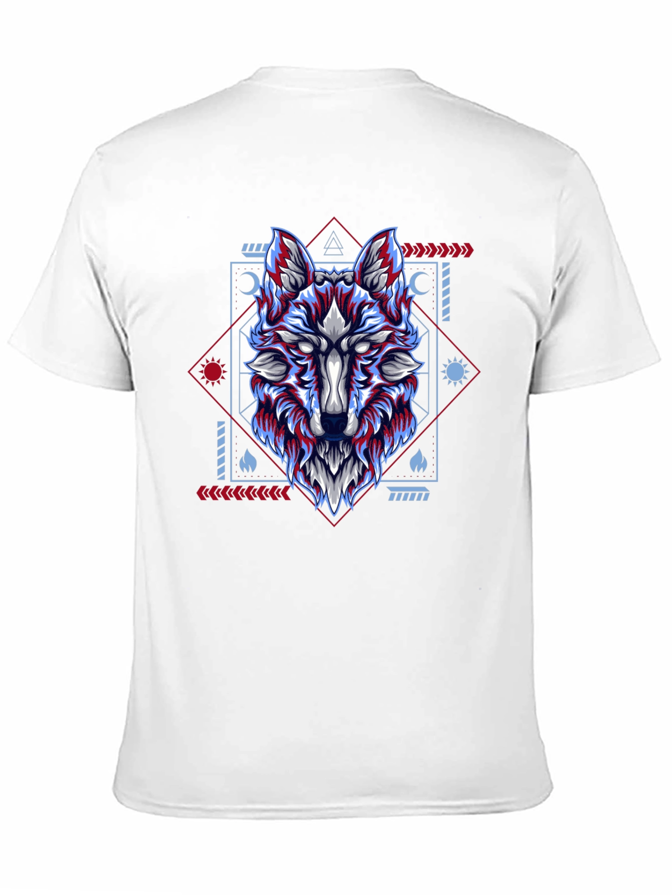 Geometric Wolf Graphic Tee - Black Cotton Blend Shirt
