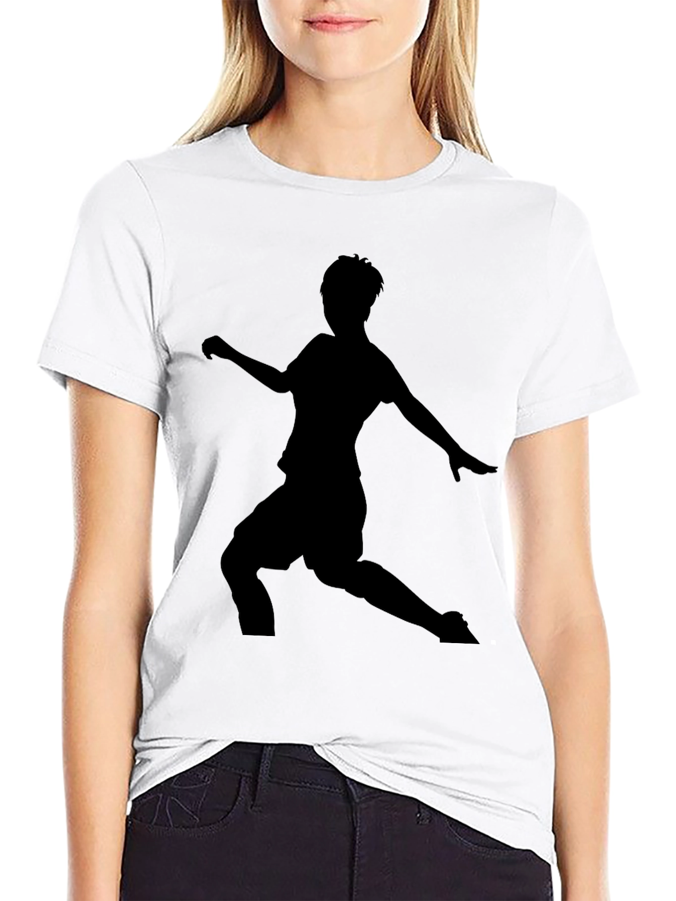 Mens Black Soccer Silhouette Graphic Tee