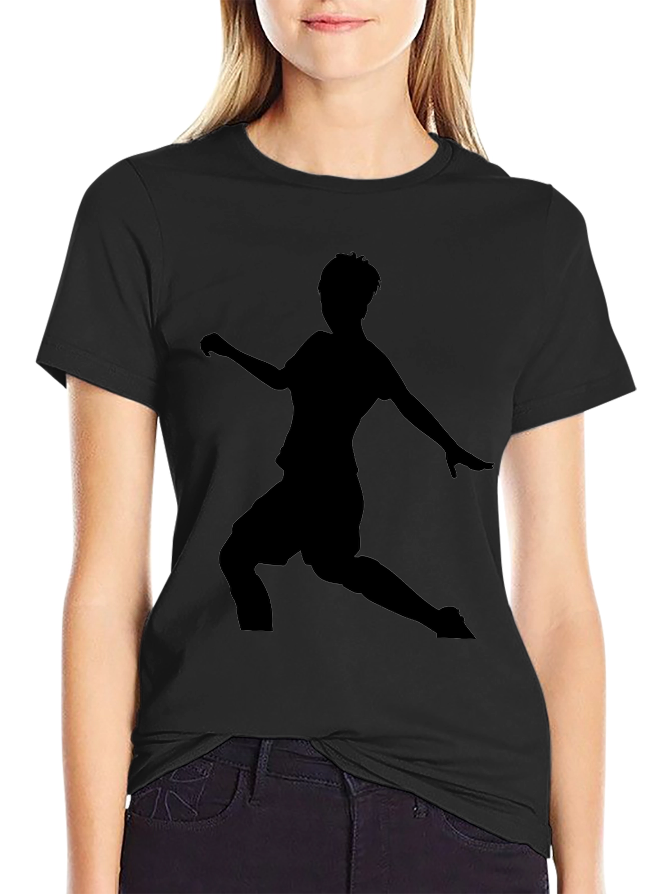 Mens Black Soccer Silhouette Graphic Tee