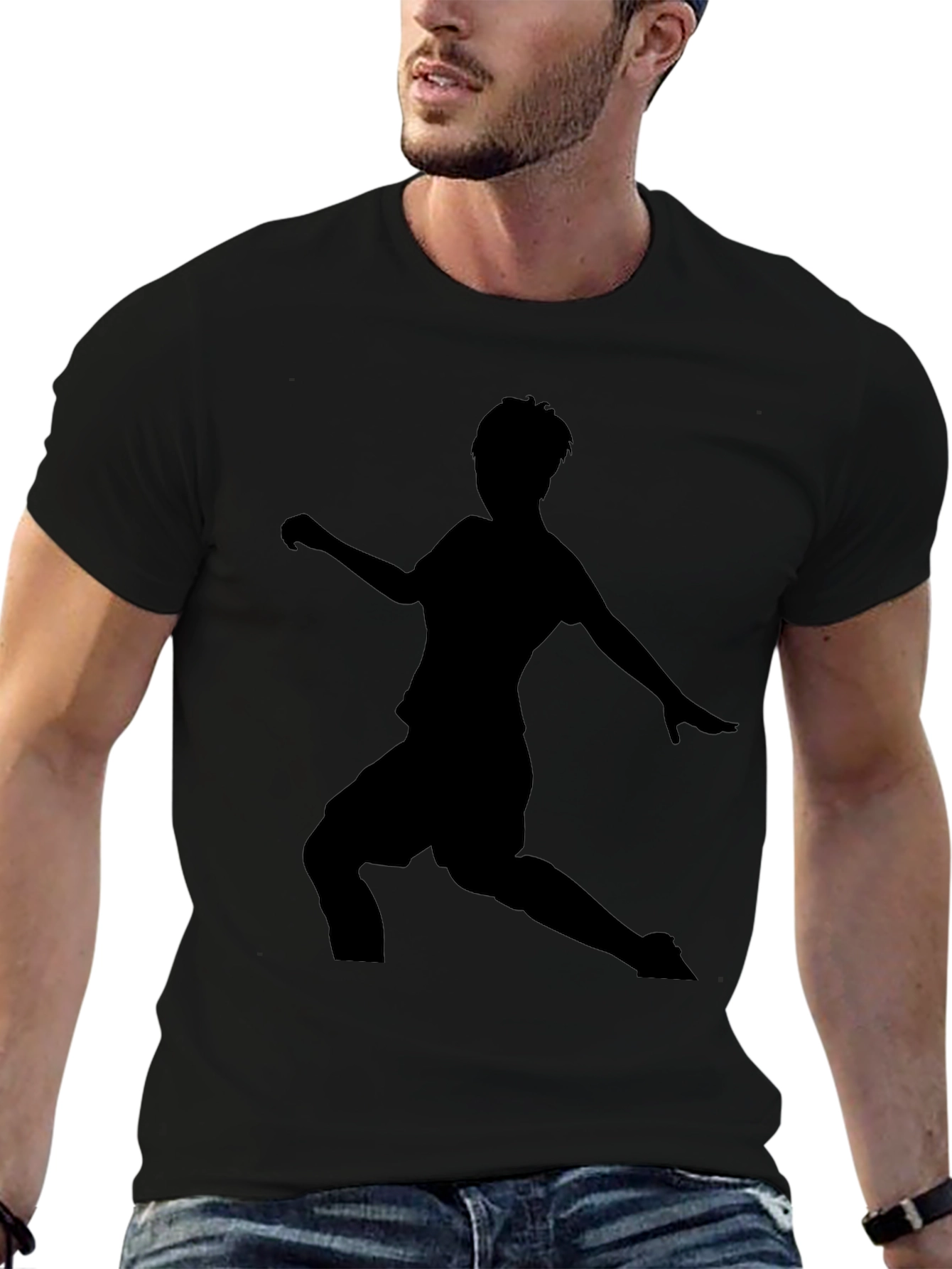 Mens Black Soccer Silhouette Graphic Tee