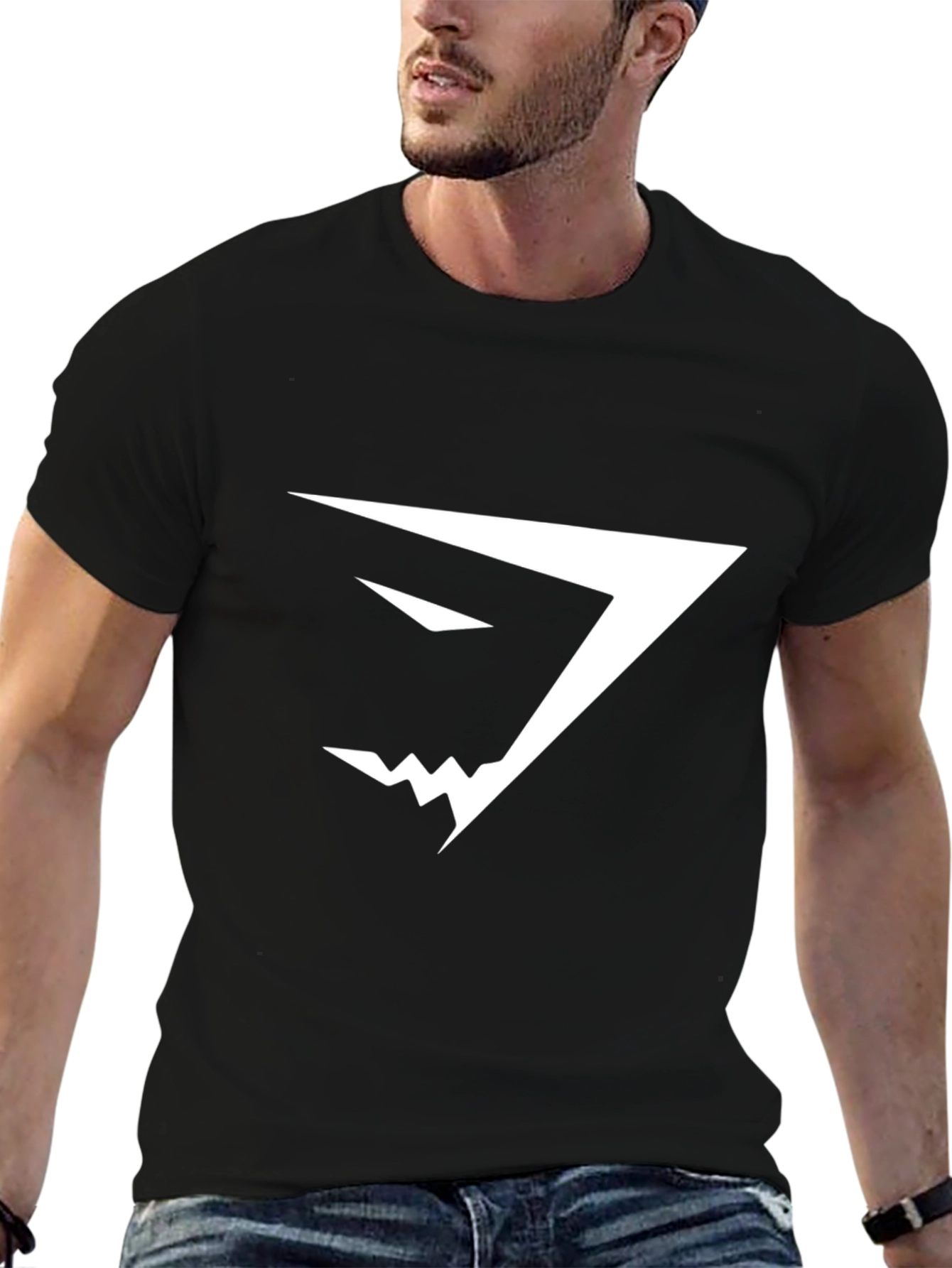 Mens Black T-Shirt with White Gym Logo