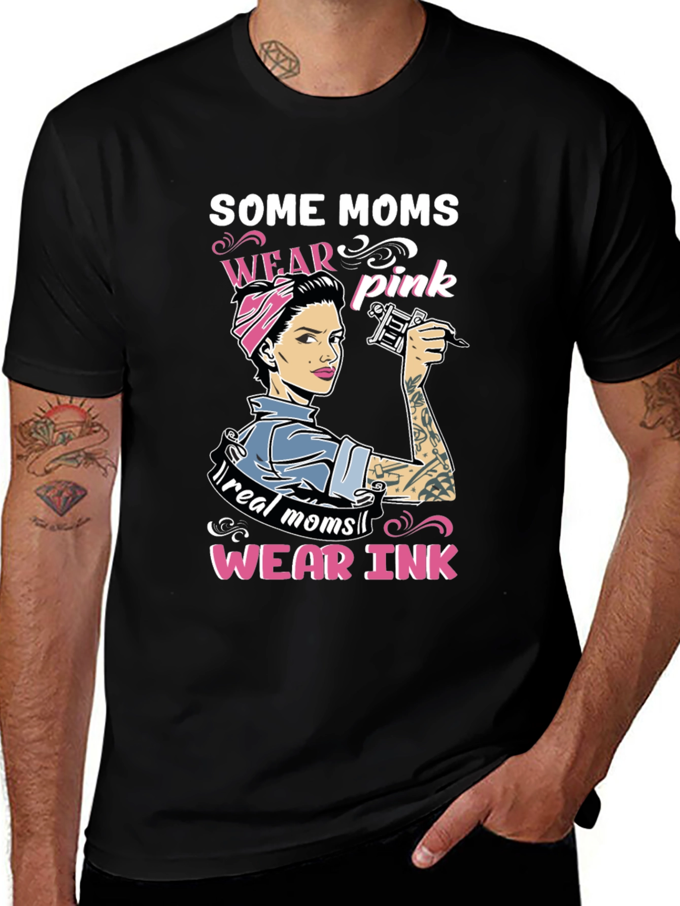 Some Moms Wear Pink Tattoo Graphic Tee