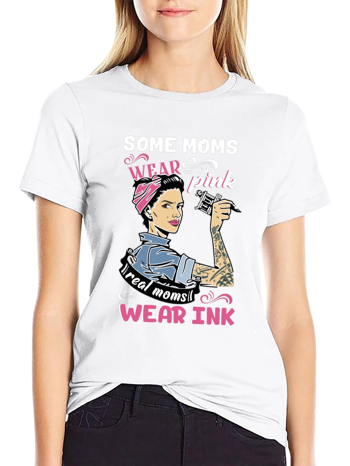 Some Moms Wear Pink Tattoo Graphic Tee
