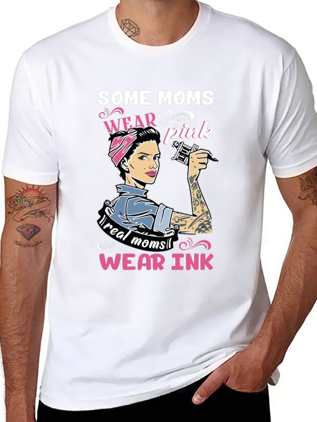 Some Moms Wear Pink Tattoo Graphic Tee