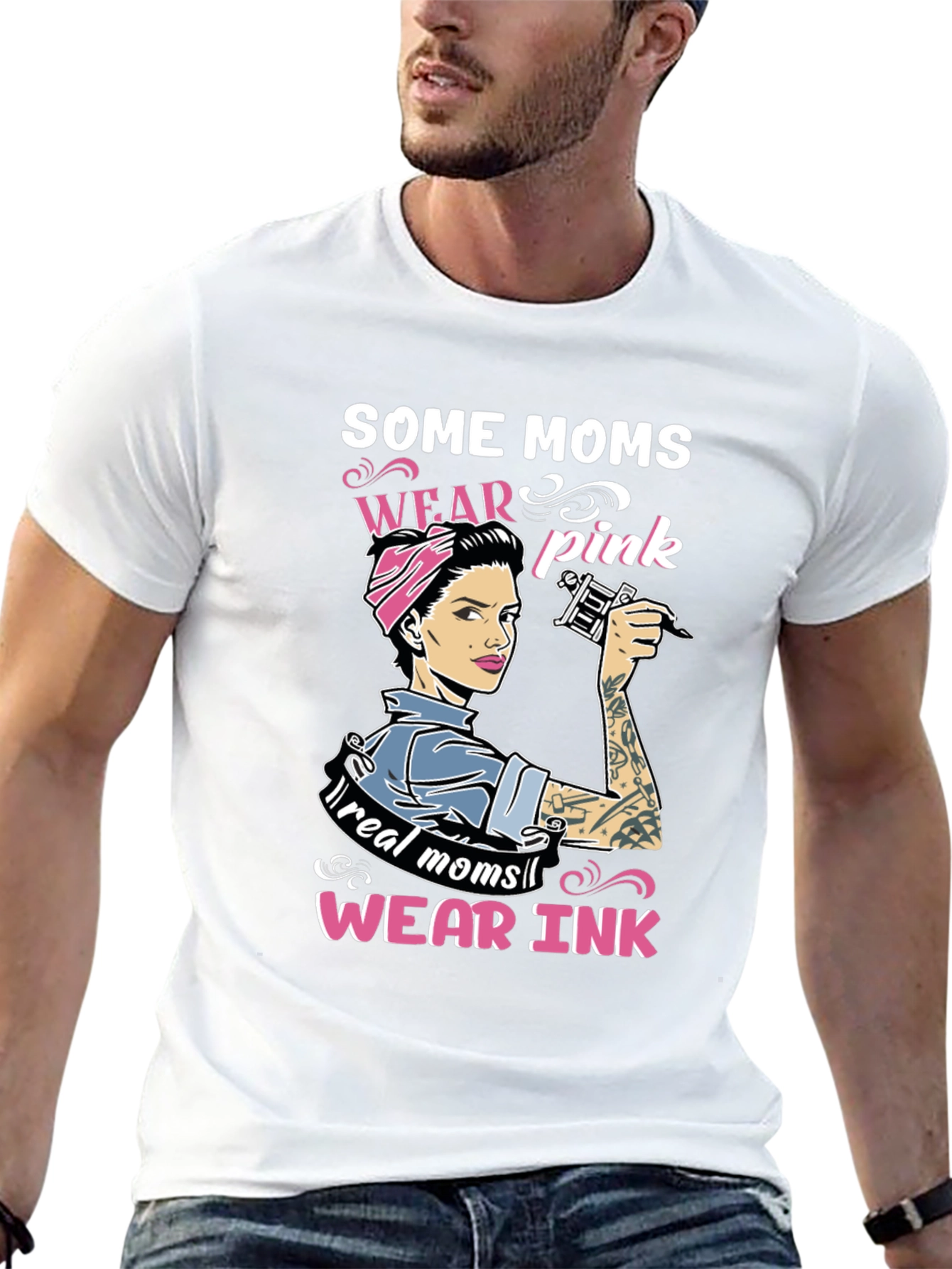 Some Moms Wear Pink Tattoo Graphic Tee