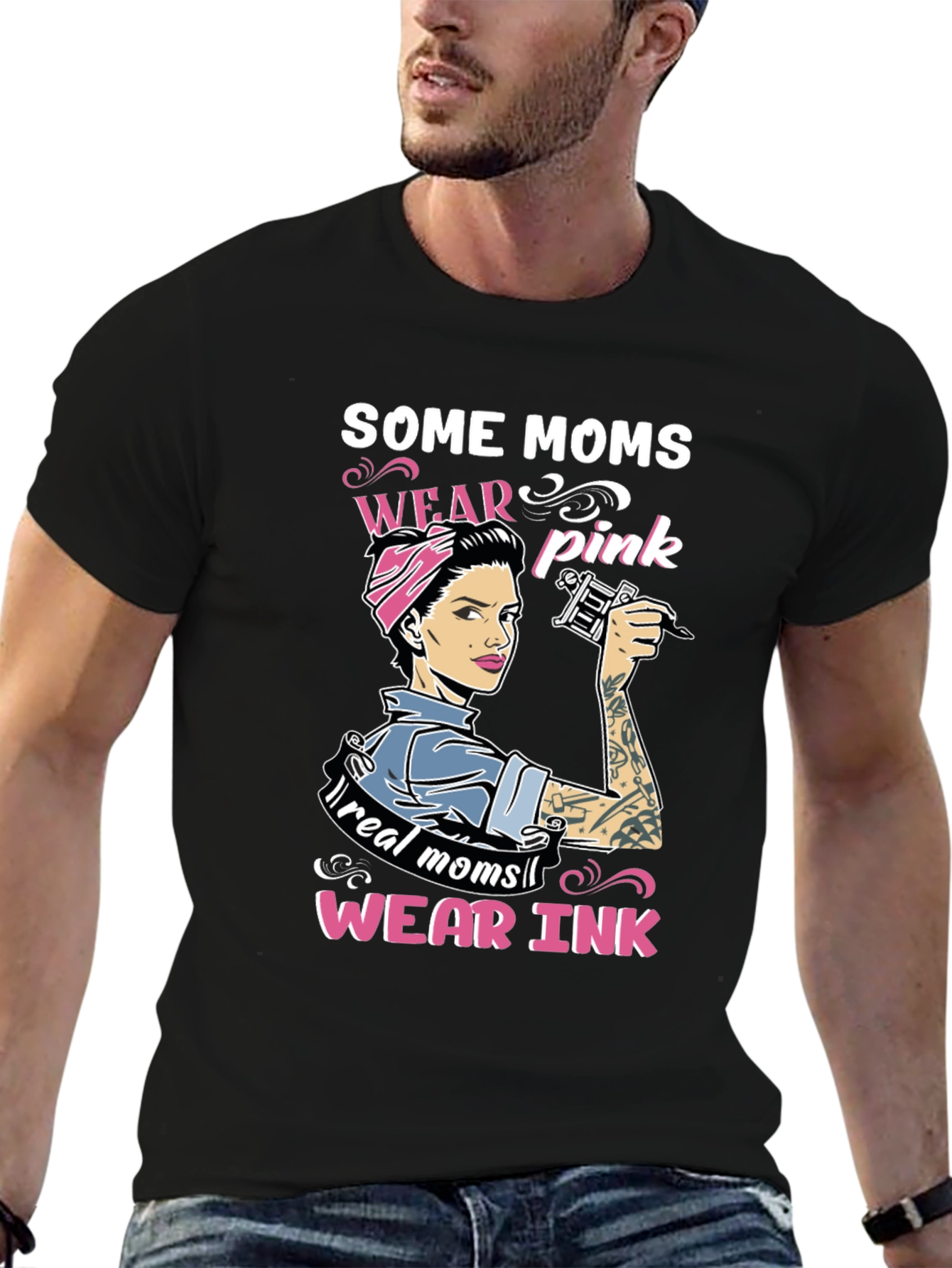 Some Moms Wear Pink Tattoo Graphic Tee