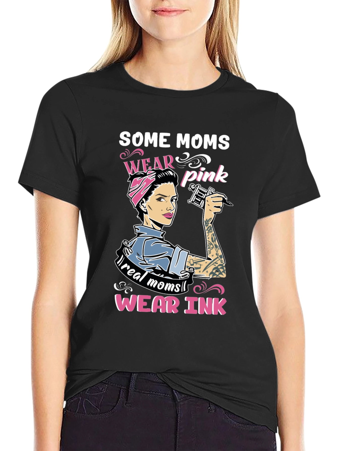 Some Moms Wear Pink Tattoo Graphic Tee
