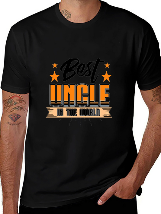 Best Uncle in the World Graphic Tee - Black Cotton Blend