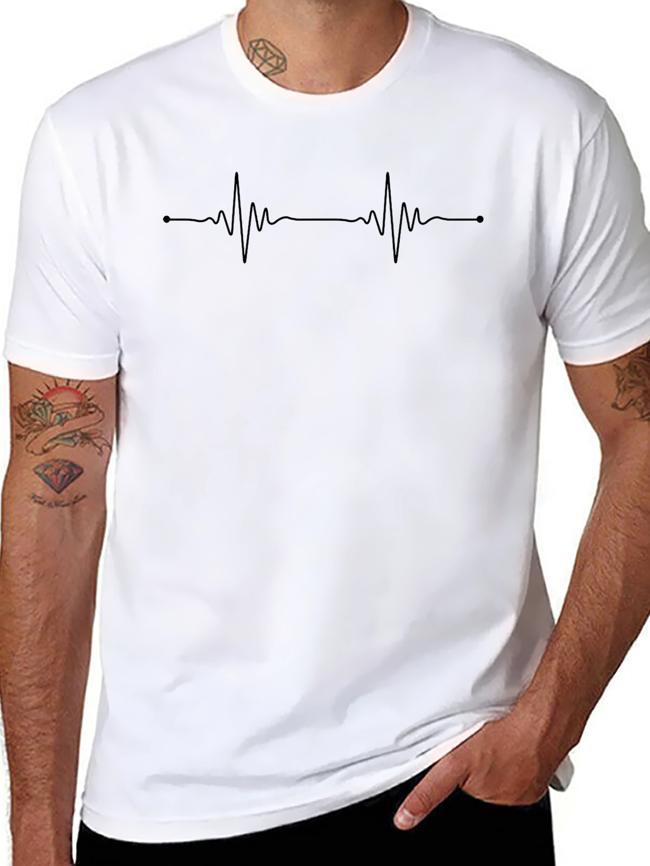 Heartbeat Graphic Tee - Classic Black Crew Neck