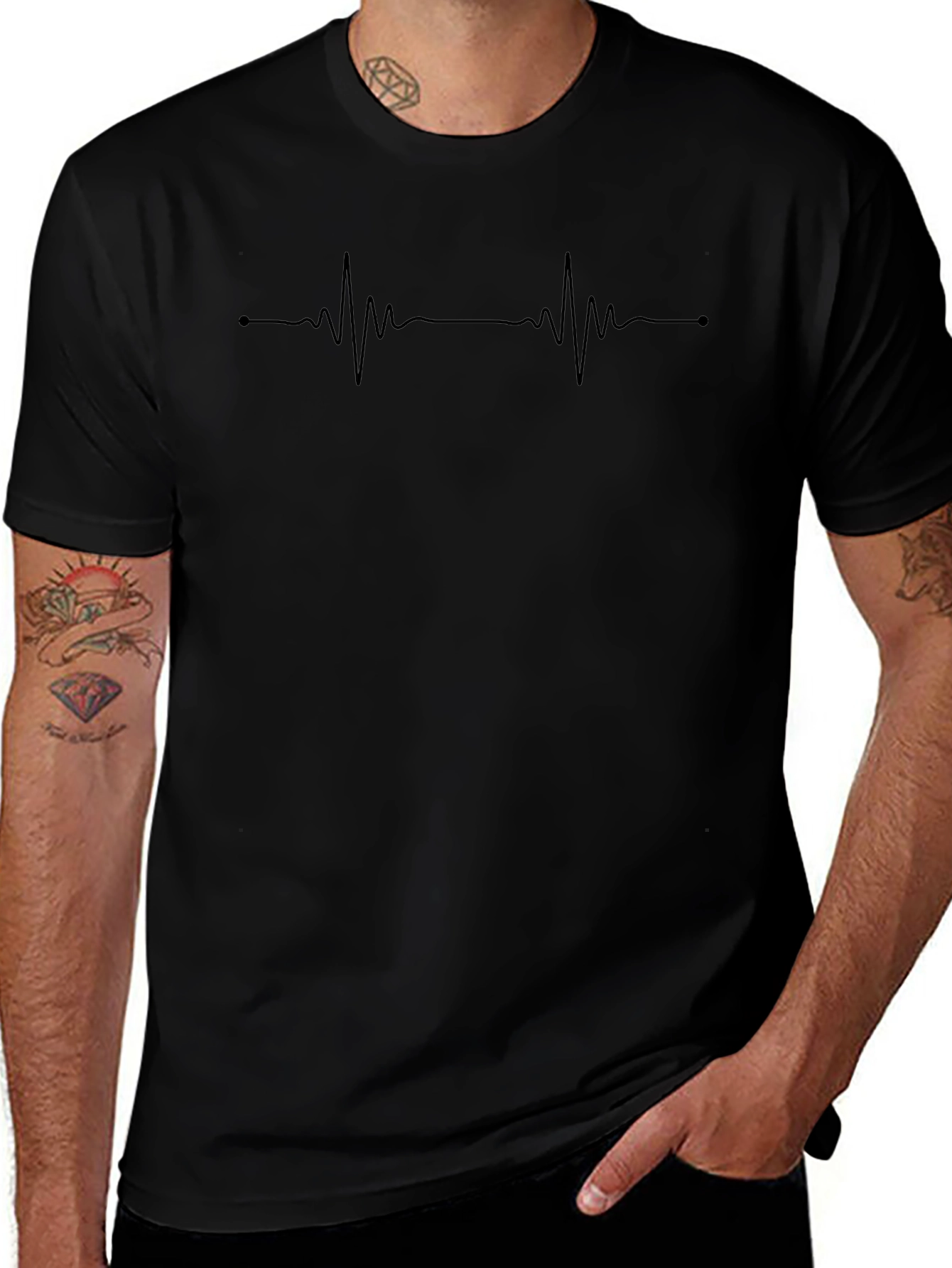 Heartbeat Graphic Tee - Classic Black Crew Neck