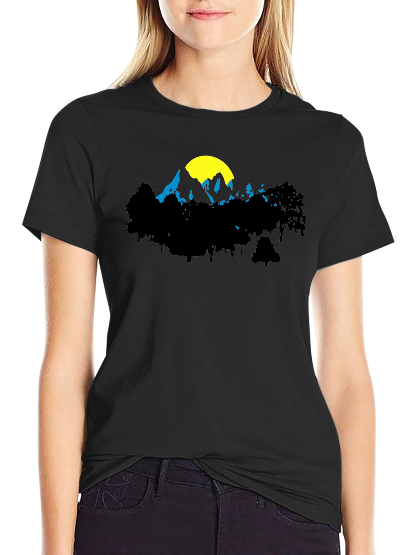 Mountain Silhouette Graphic Tee - Black