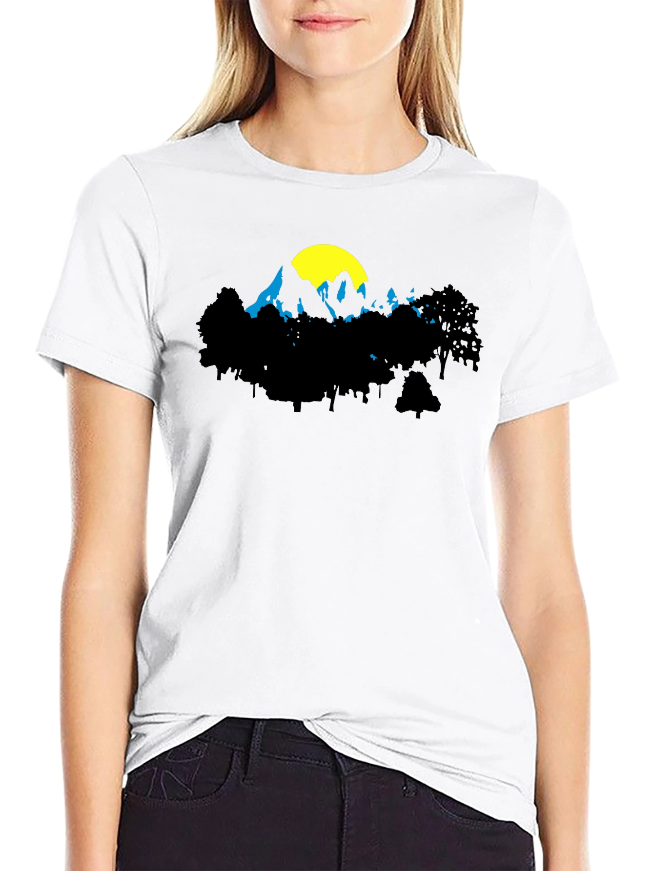 Mountain Silhouette Graphic Tee - Black