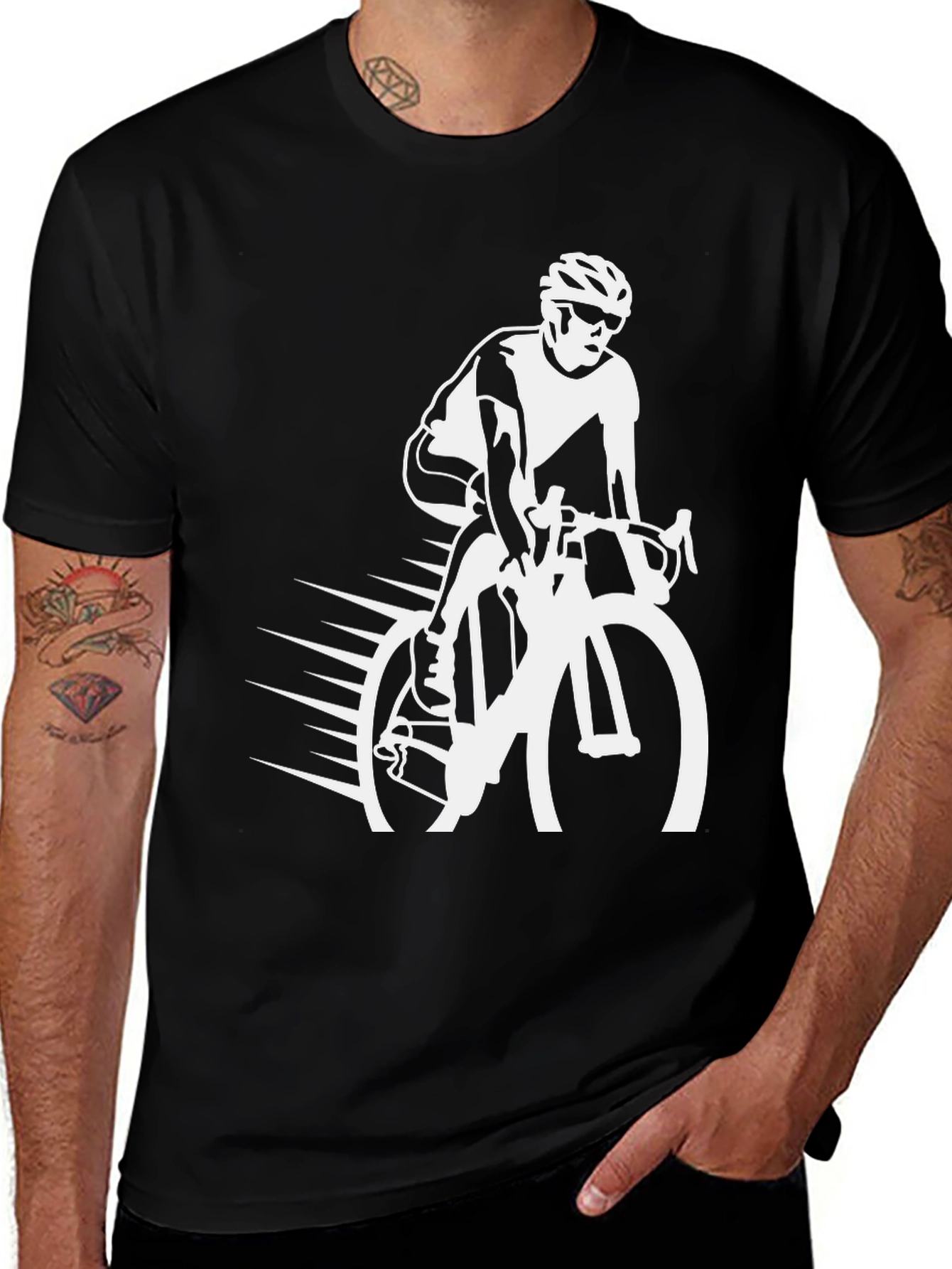 Cycling Graphic Tee - Black Cotton Blend