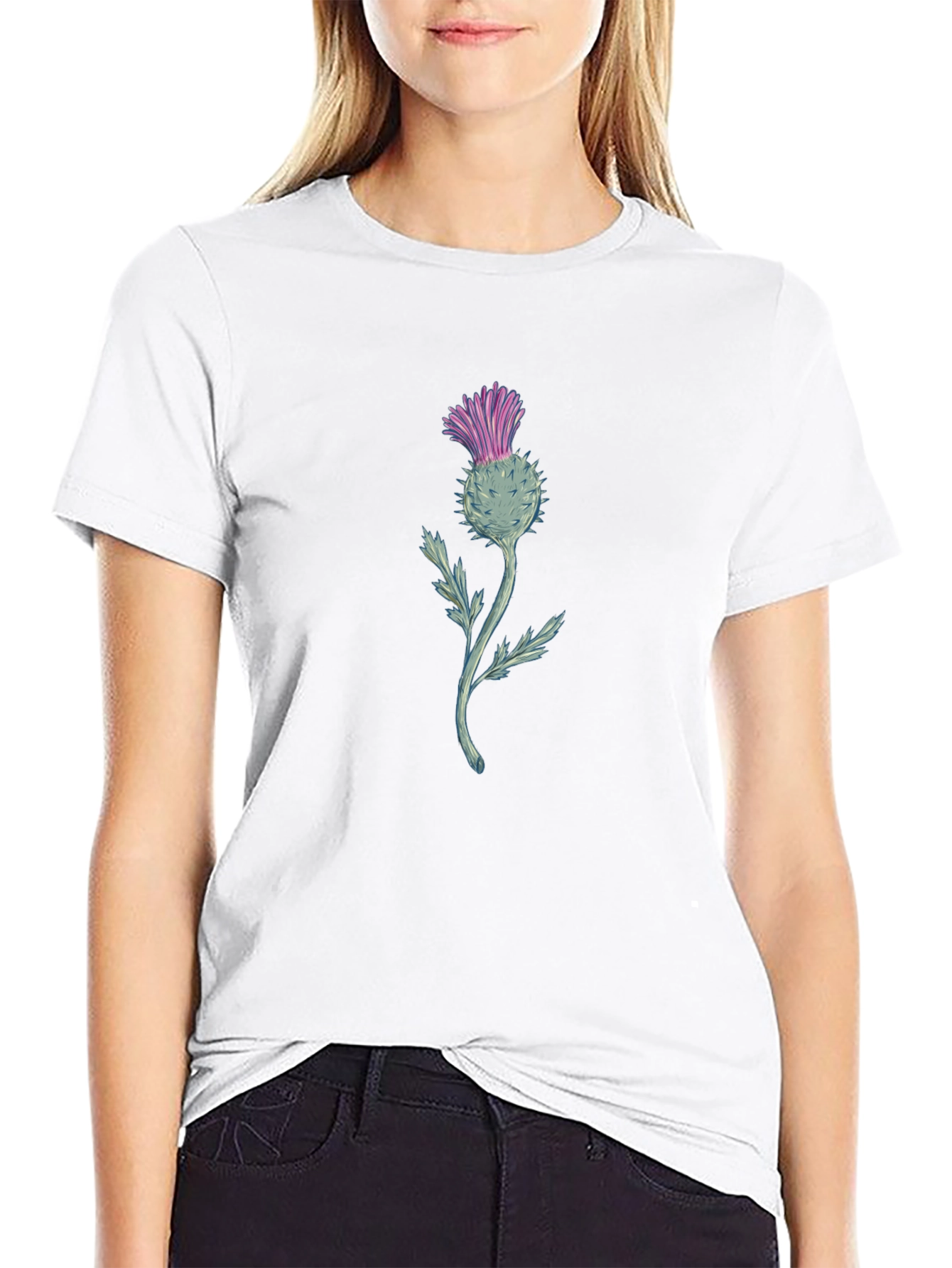 Thistle Graphic Tee - Black Cotton Blend