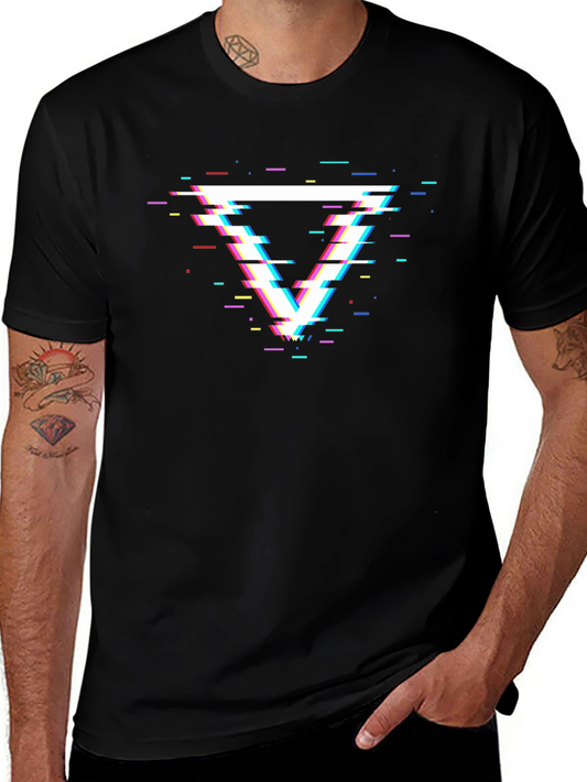 Glitch Triangle Graphic T-Shirt - Modern Style