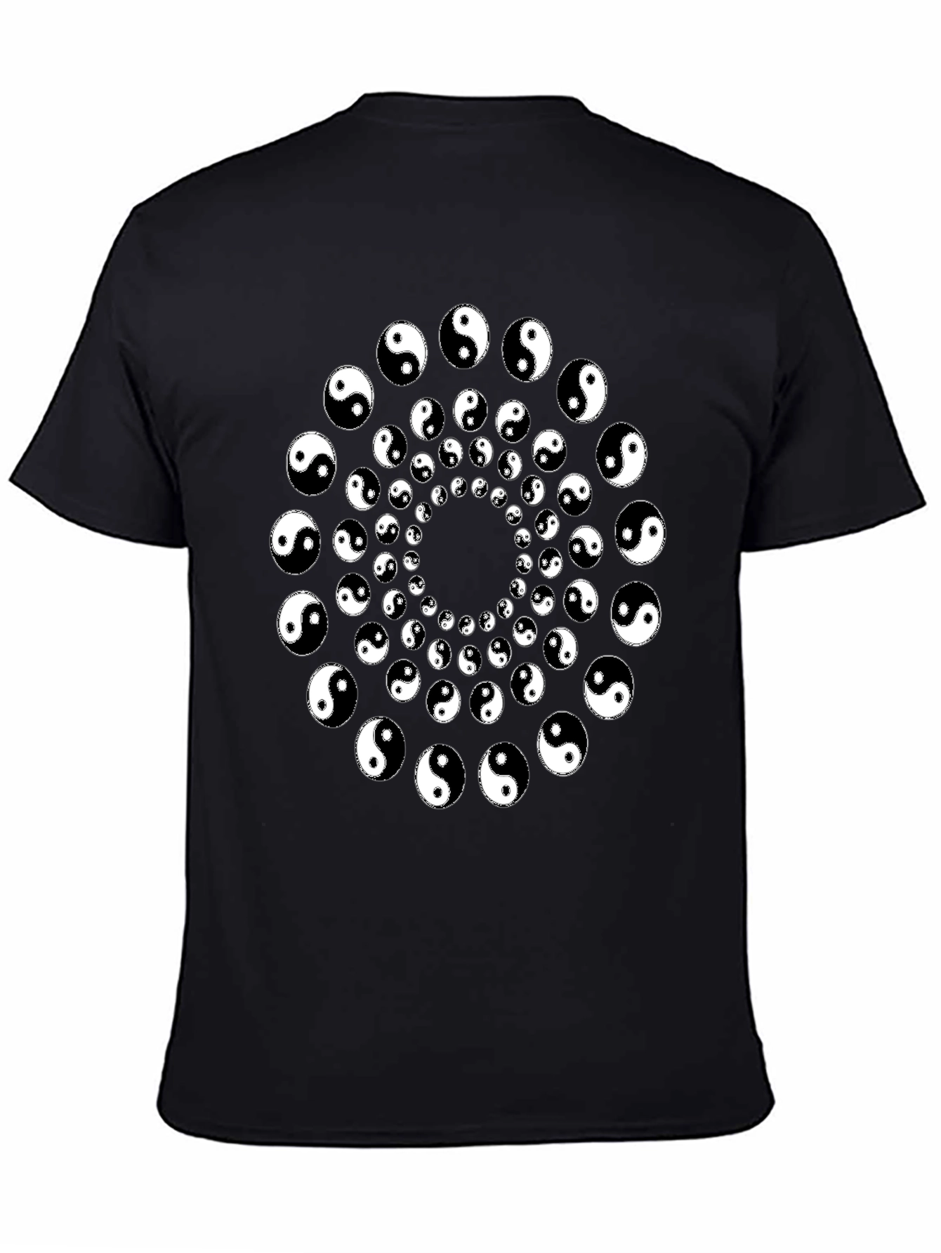 Yin Yang Spiral Graphic Tee - Black