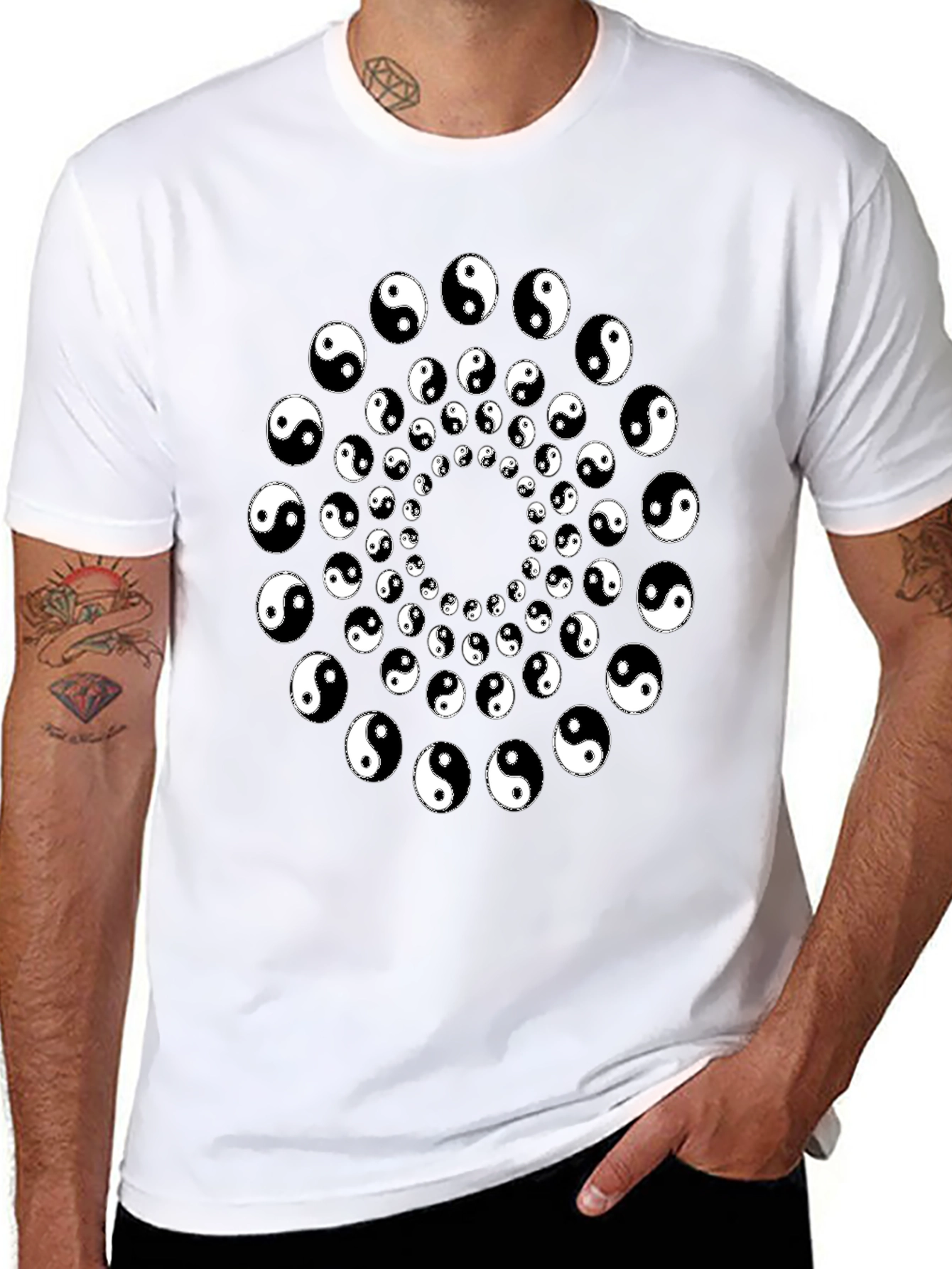 Yin Yang Spiral Graphic Tee - Black