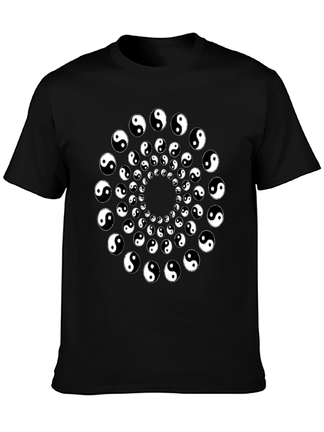 Yin Yang Spiral Graphic Tee - Black