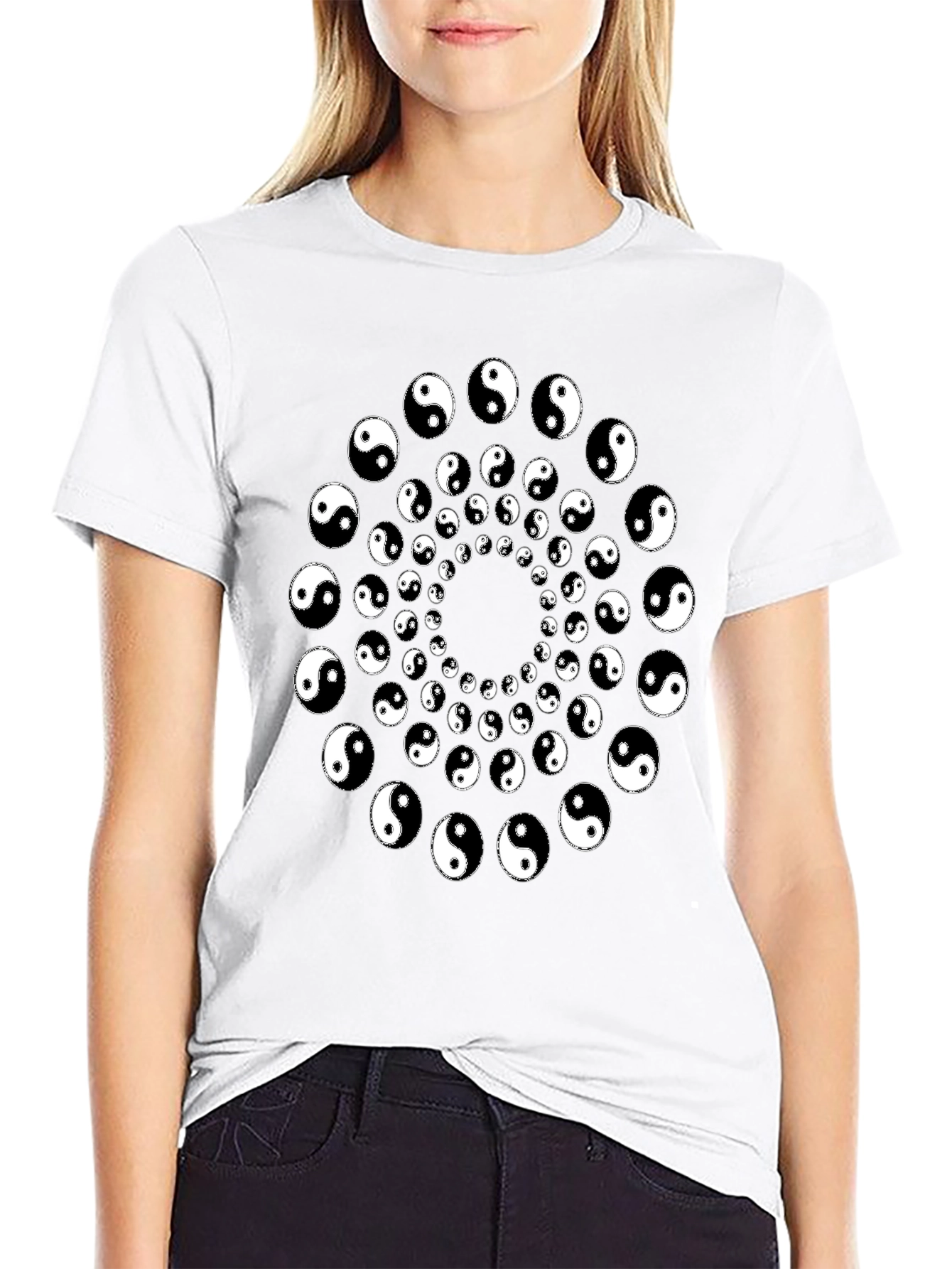 Yin Yang Spiral Graphic Tee - Black