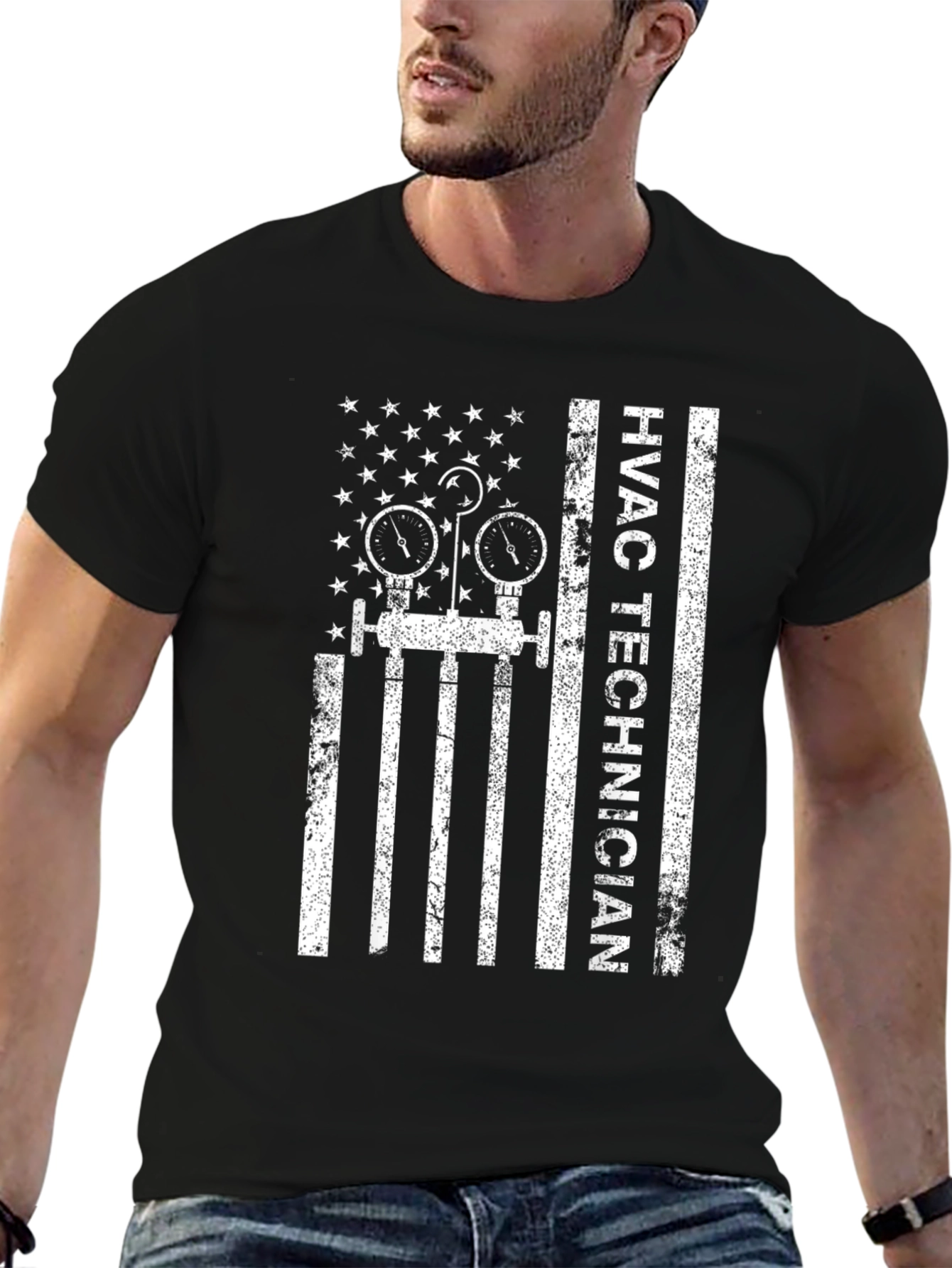 HVAC Technician American Flag T-Shirt
