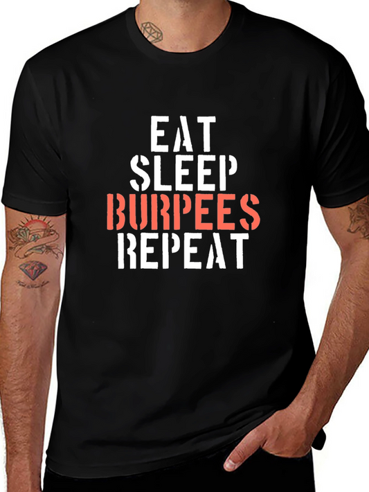 Eat Sleep Burpees Repeat Black T-Shirt