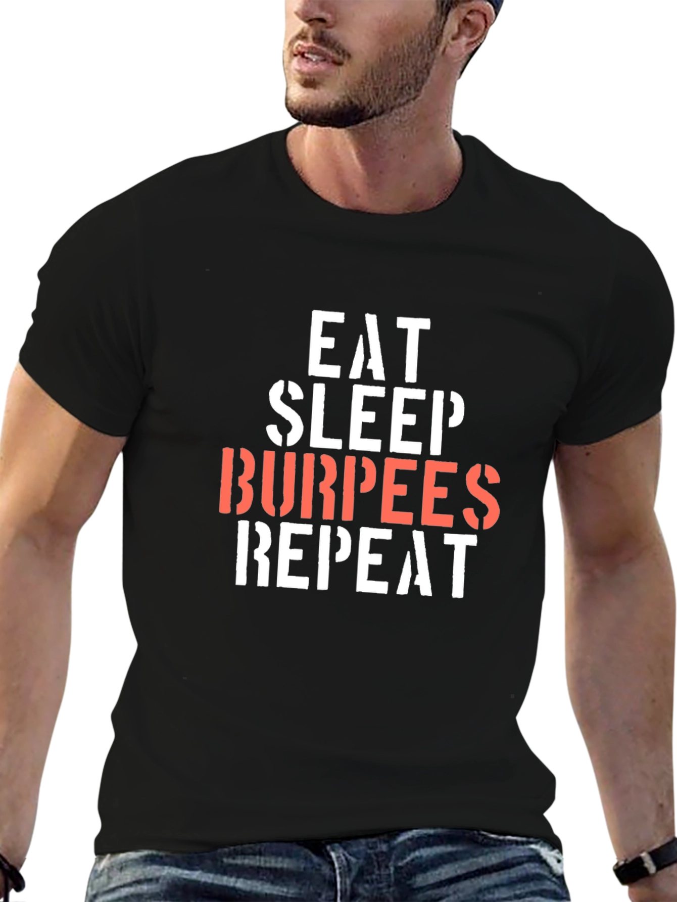 Eat Sleep Burpees Repeat Black T-Shirt