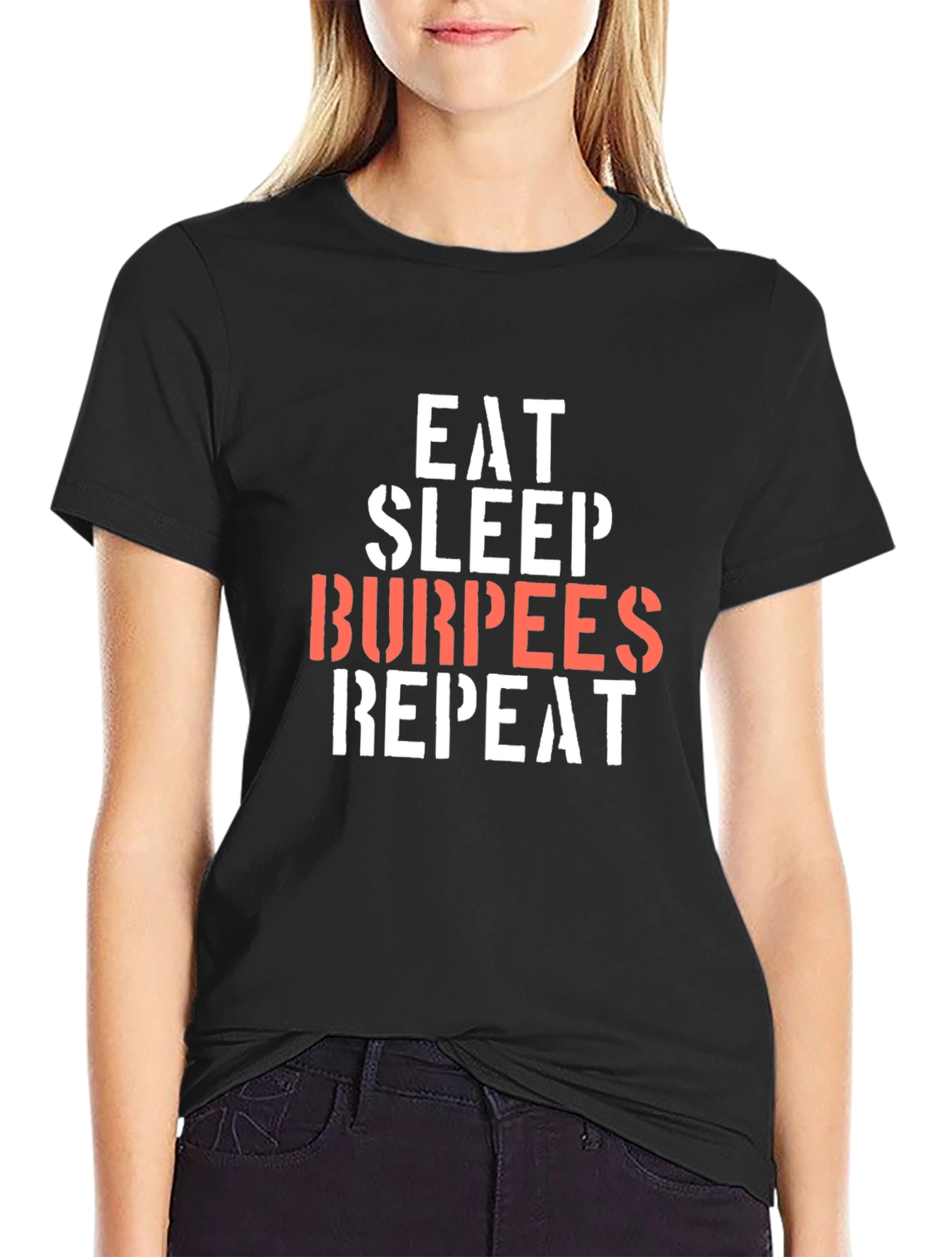 Eat Sleep Burpees Repeat Black T-Shirt